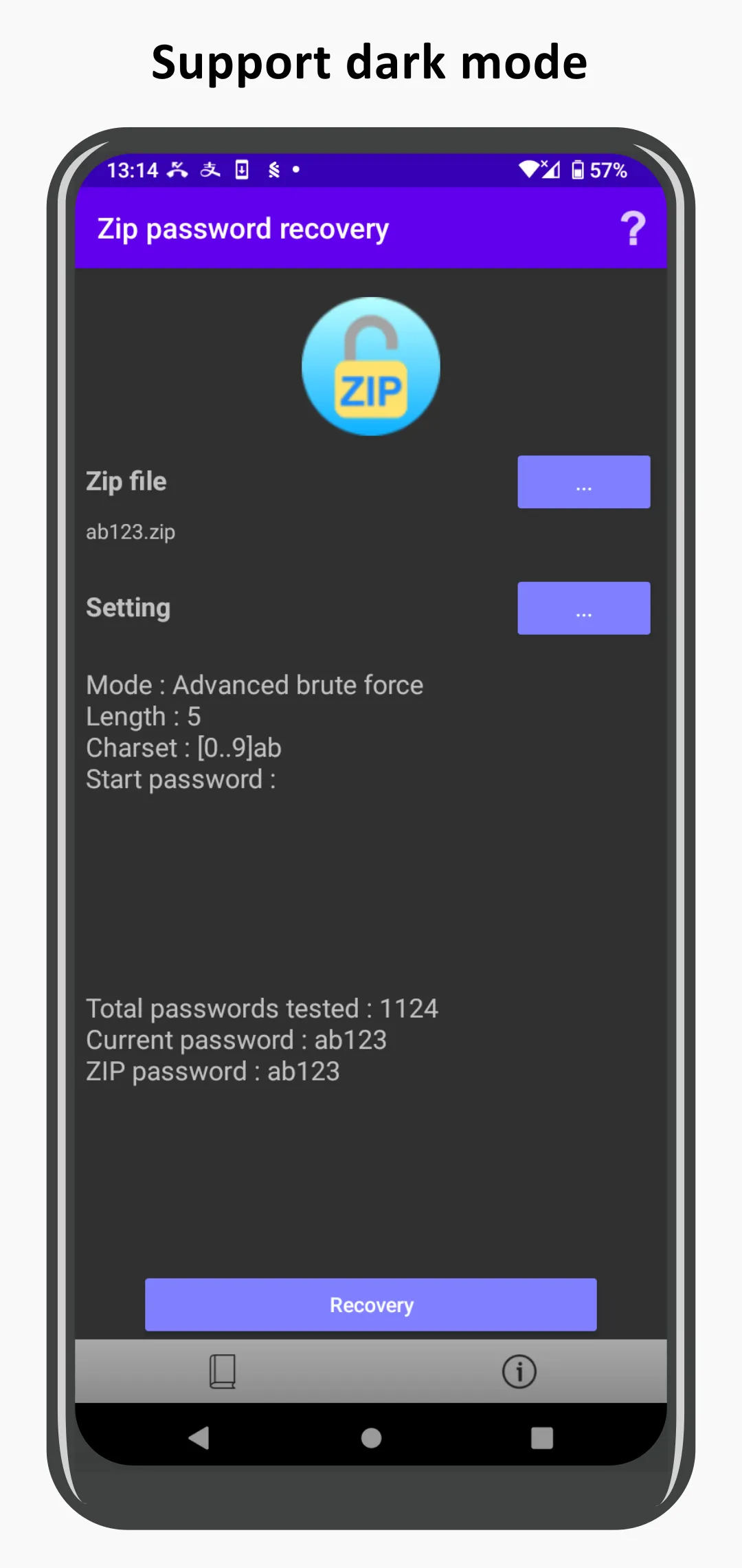 ZIP password recovery | Indus Appstore | Screenshot