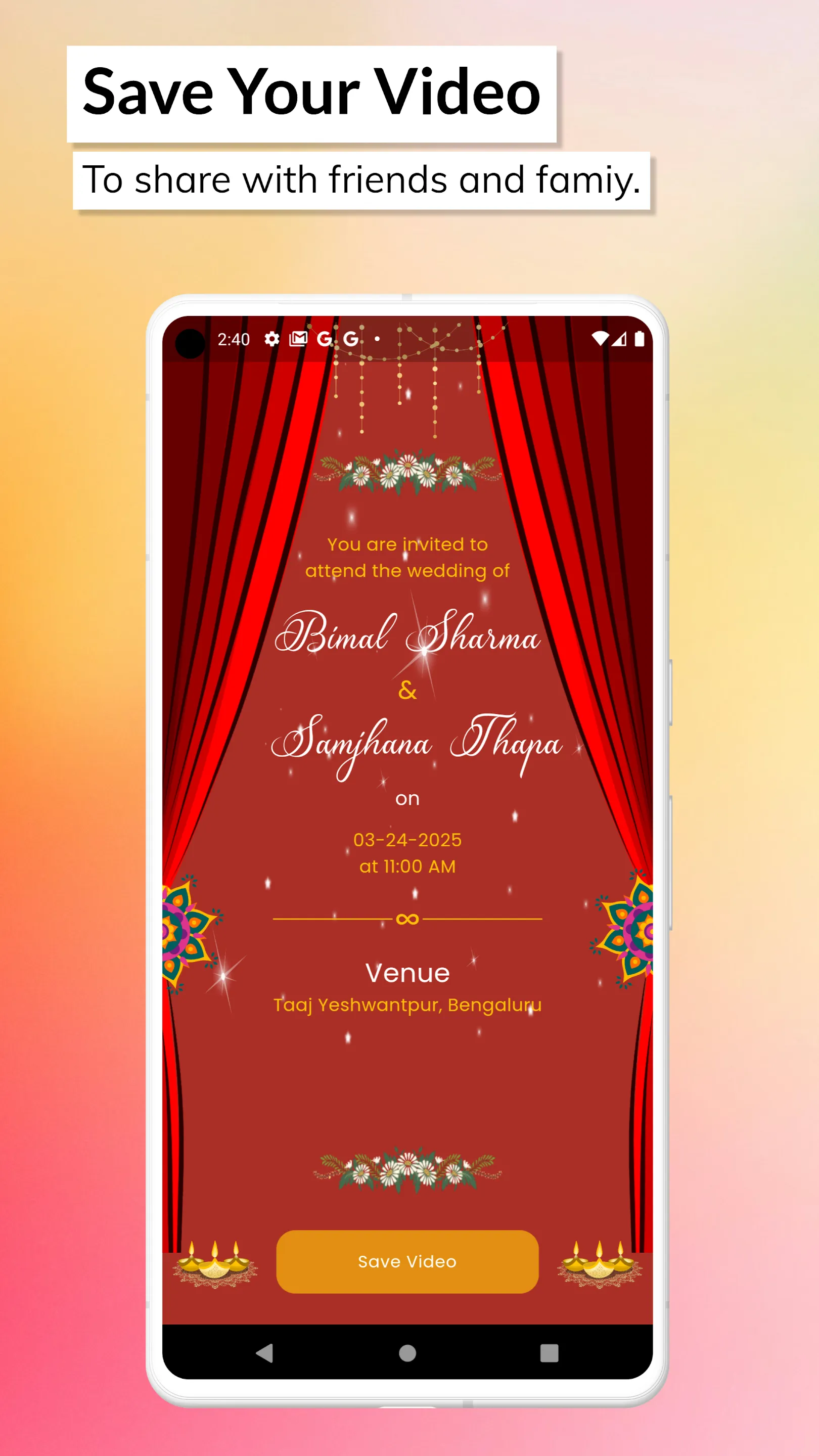 Wedding Invitation Video Maker | Indus Appstore | Screenshot