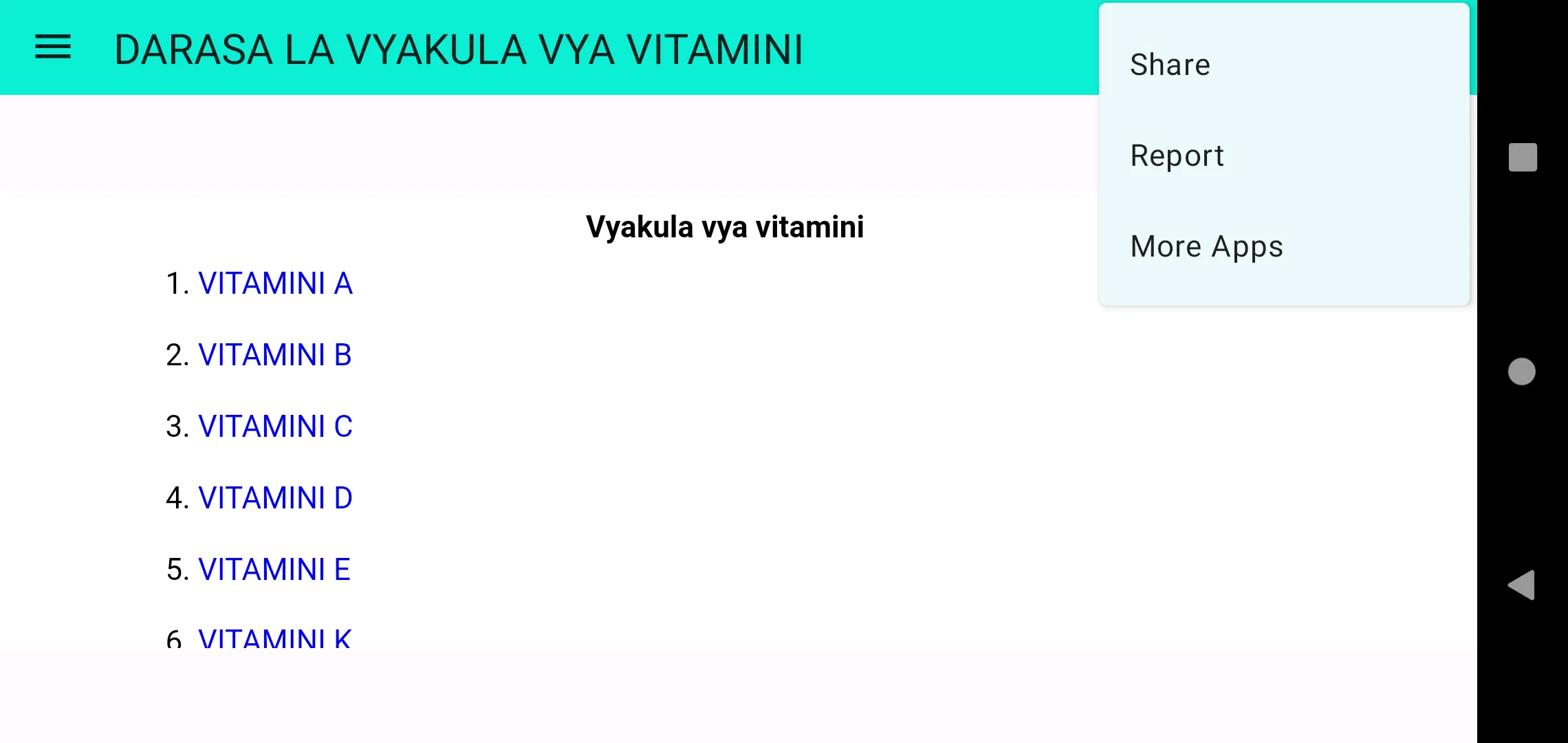 Vyakula vya vitamini | Indus Appstore | Screenshot