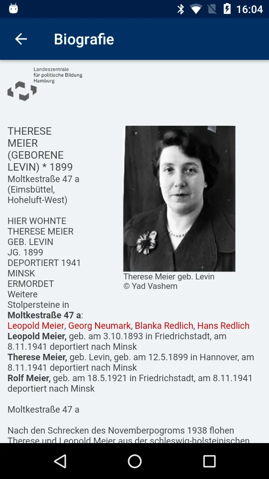 Stolpersteine Hamburg | Indus Appstore | Screenshot