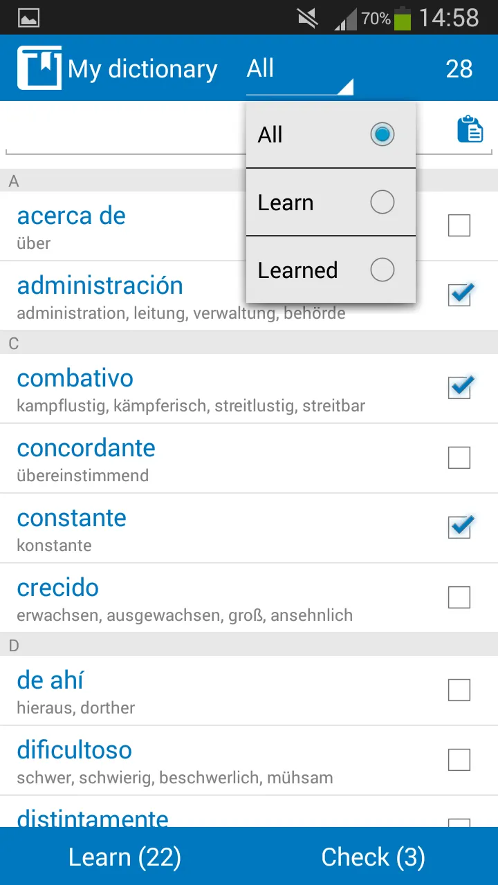 German - Spanish dictionary | Indus Appstore | Screenshot