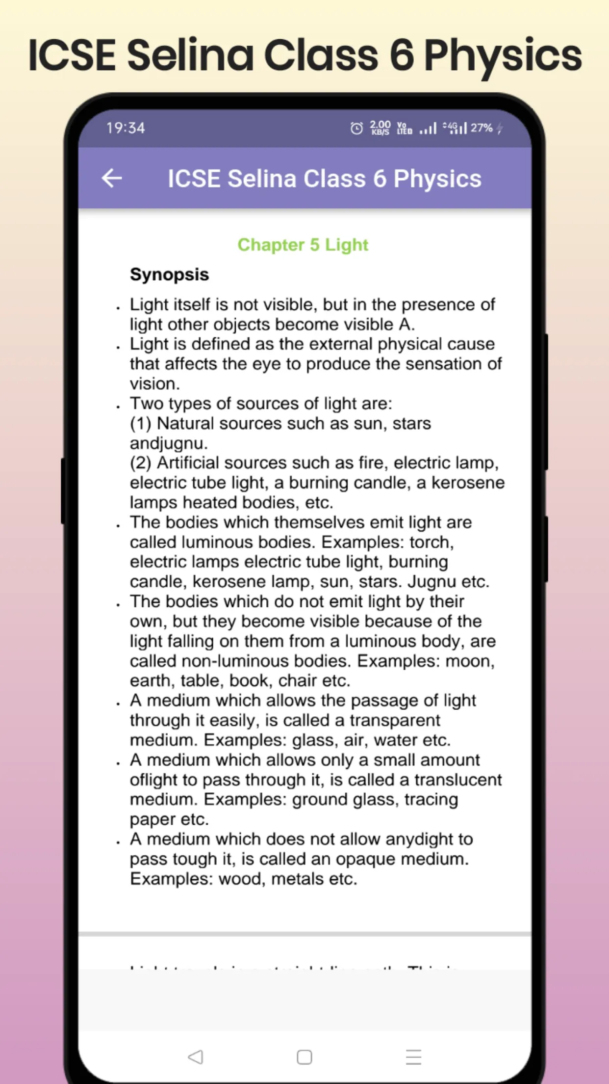 ICSE Selina Class 6 Physics | Indus Appstore | Screenshot