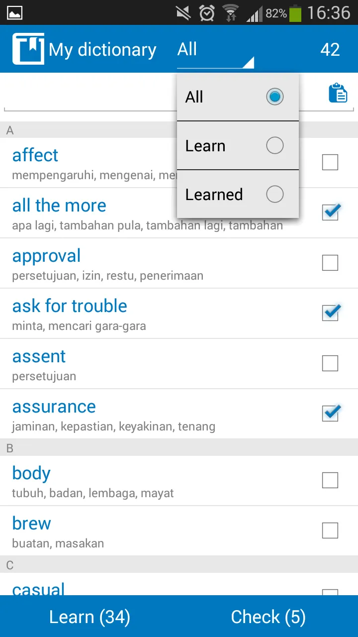 Indonesian-English dictionary | Indus Appstore | Screenshot