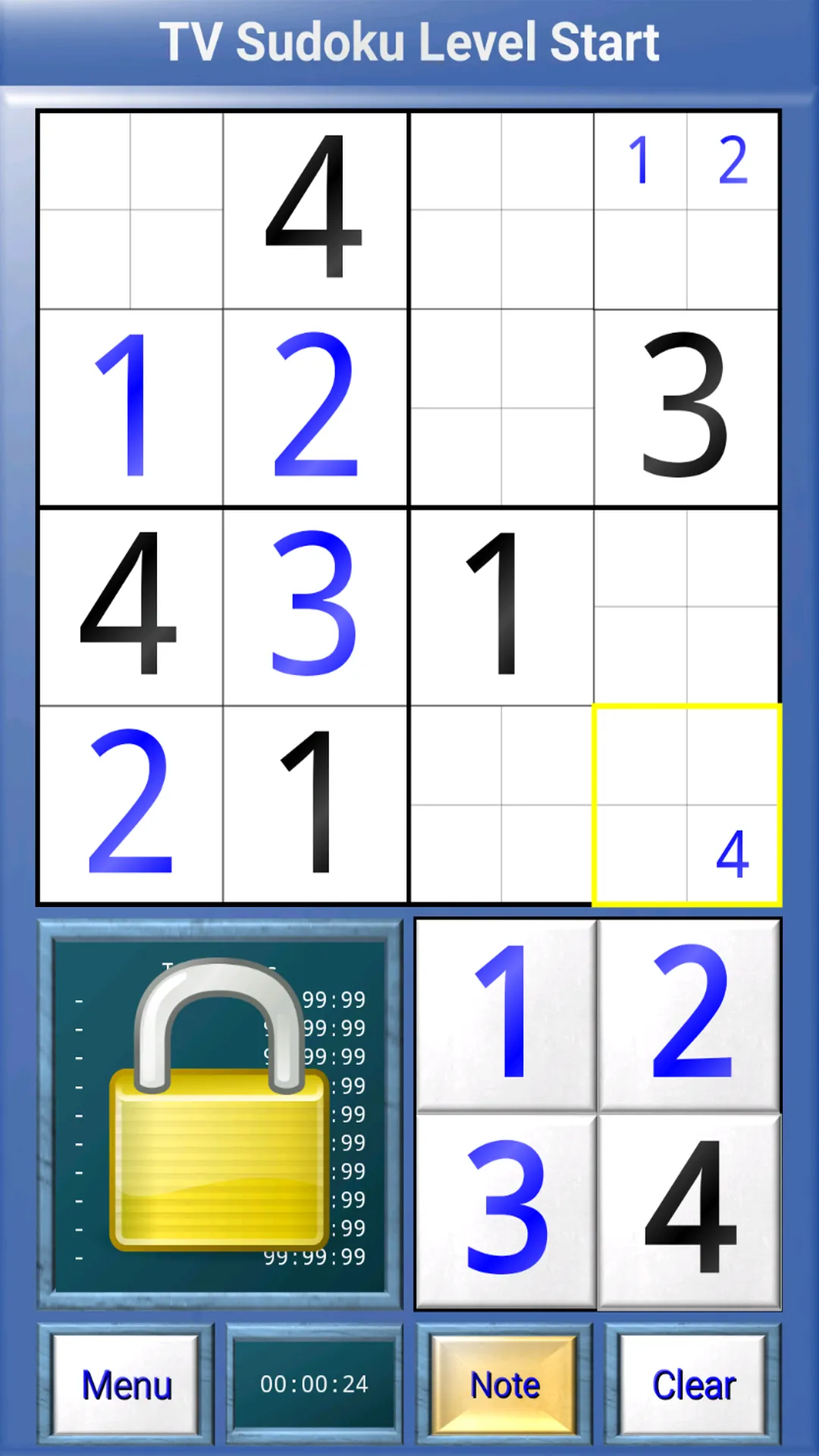 TV Sudoku: 4x4, 9x9 and 16x16 | Indus Appstore | Screenshot