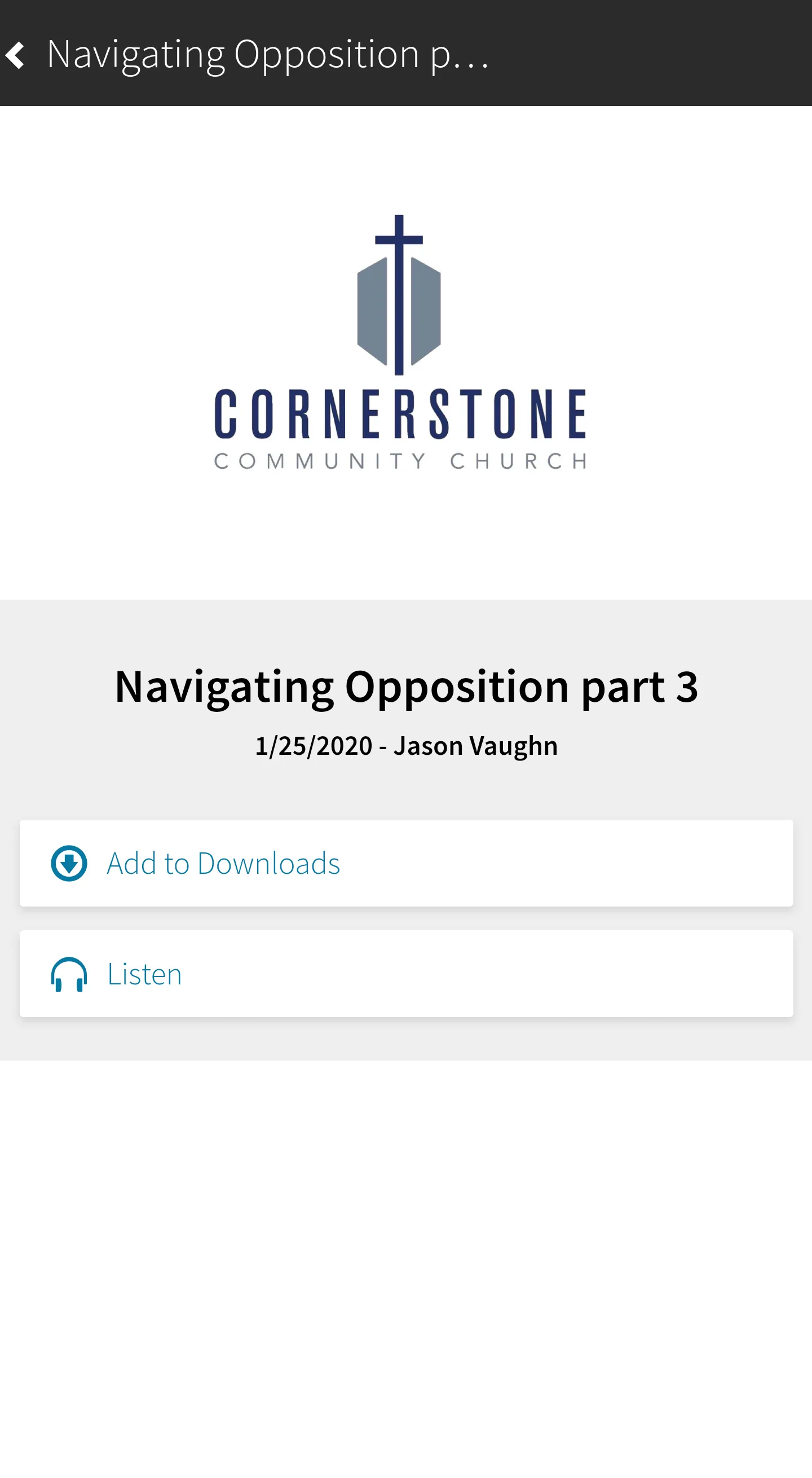 Cornerstone Community Church | Indus Appstore | Screenshot