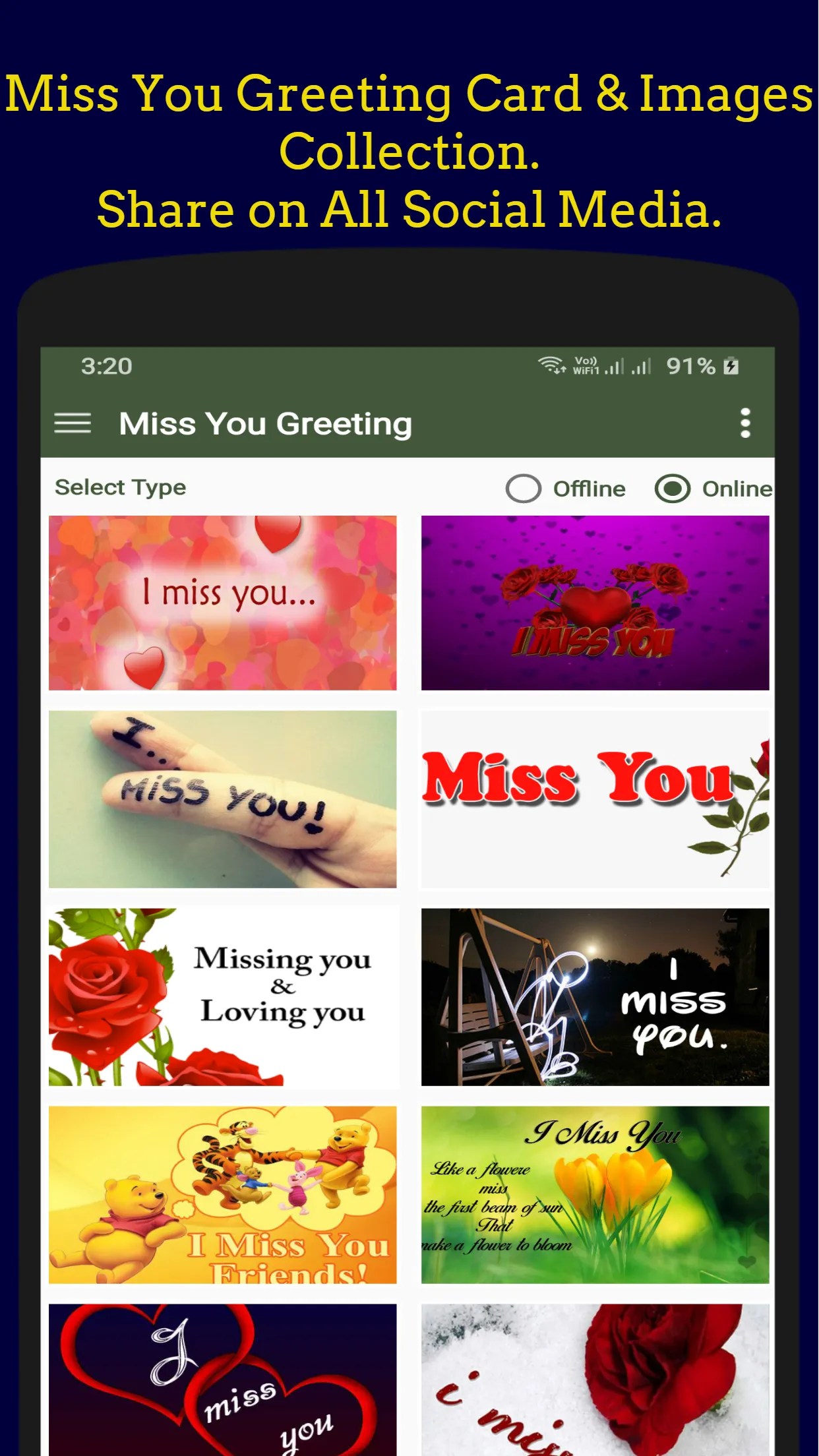 Miss You Greeting Collection. | Indus Appstore | Screenshot