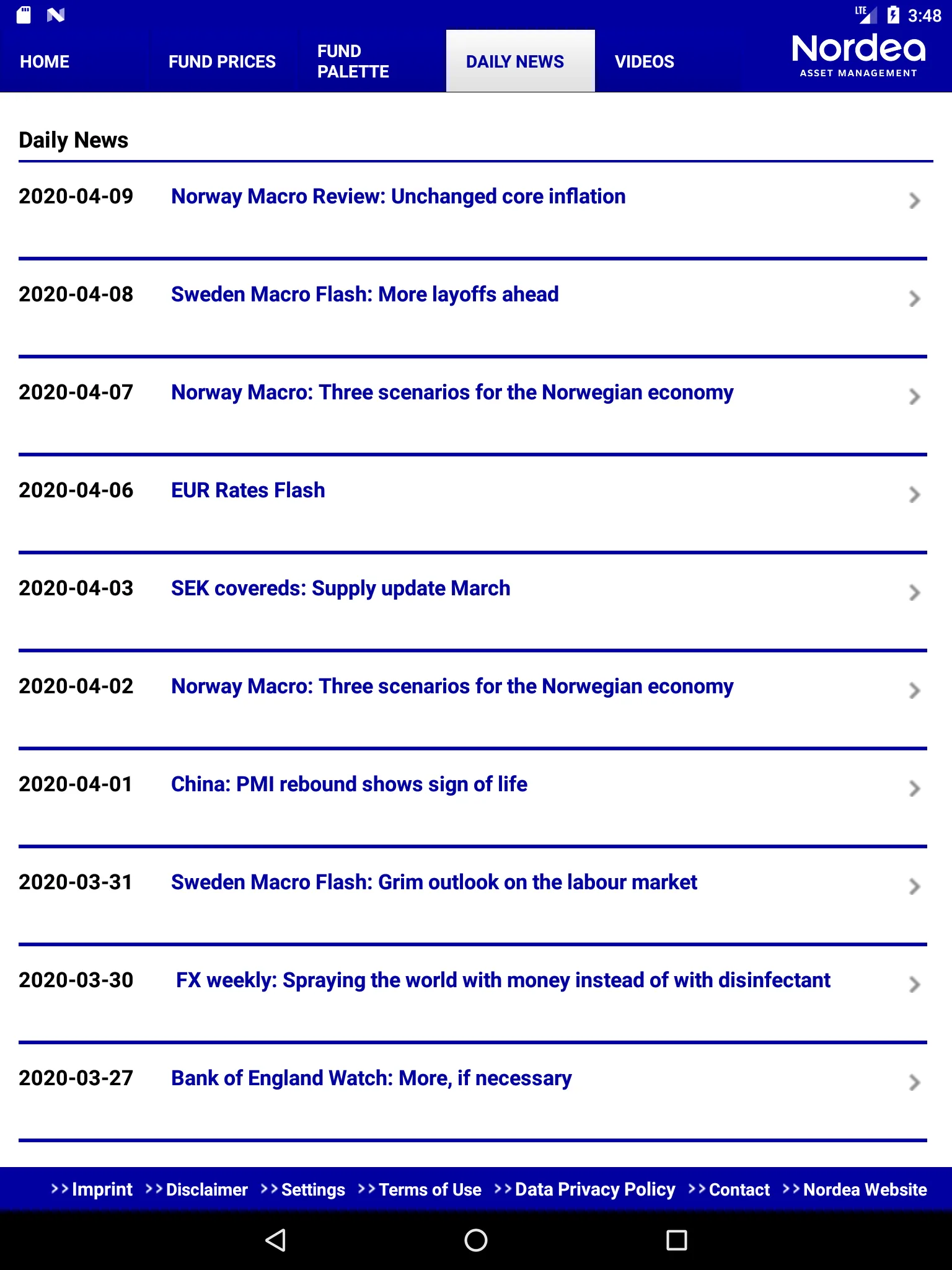 Nordea 1 Fund Tablet App | Indus Appstore | Screenshot