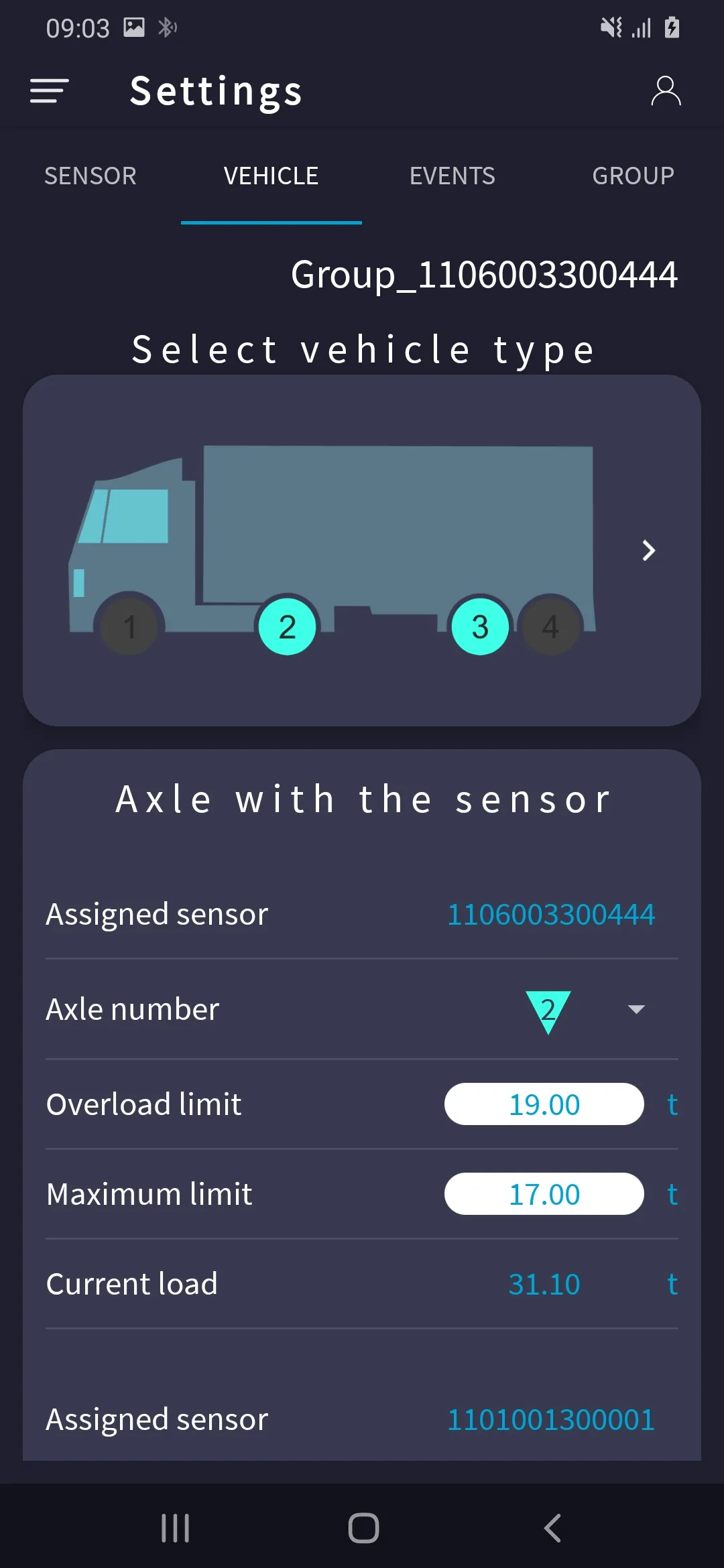 Axle load monitor | Indus Appstore | Screenshot