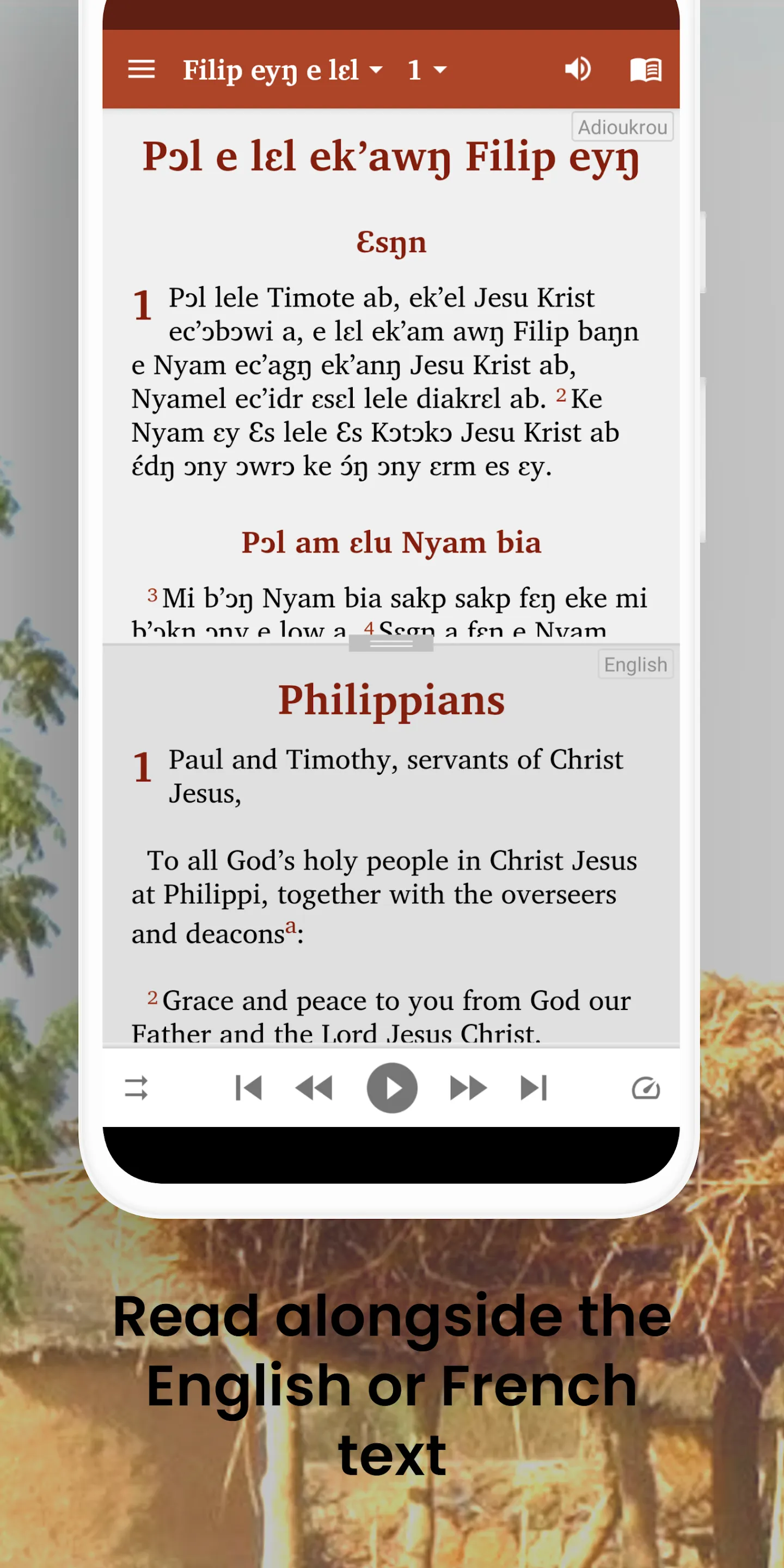 Bible in Adioukrou: NT + audio | Indus Appstore | Screenshot