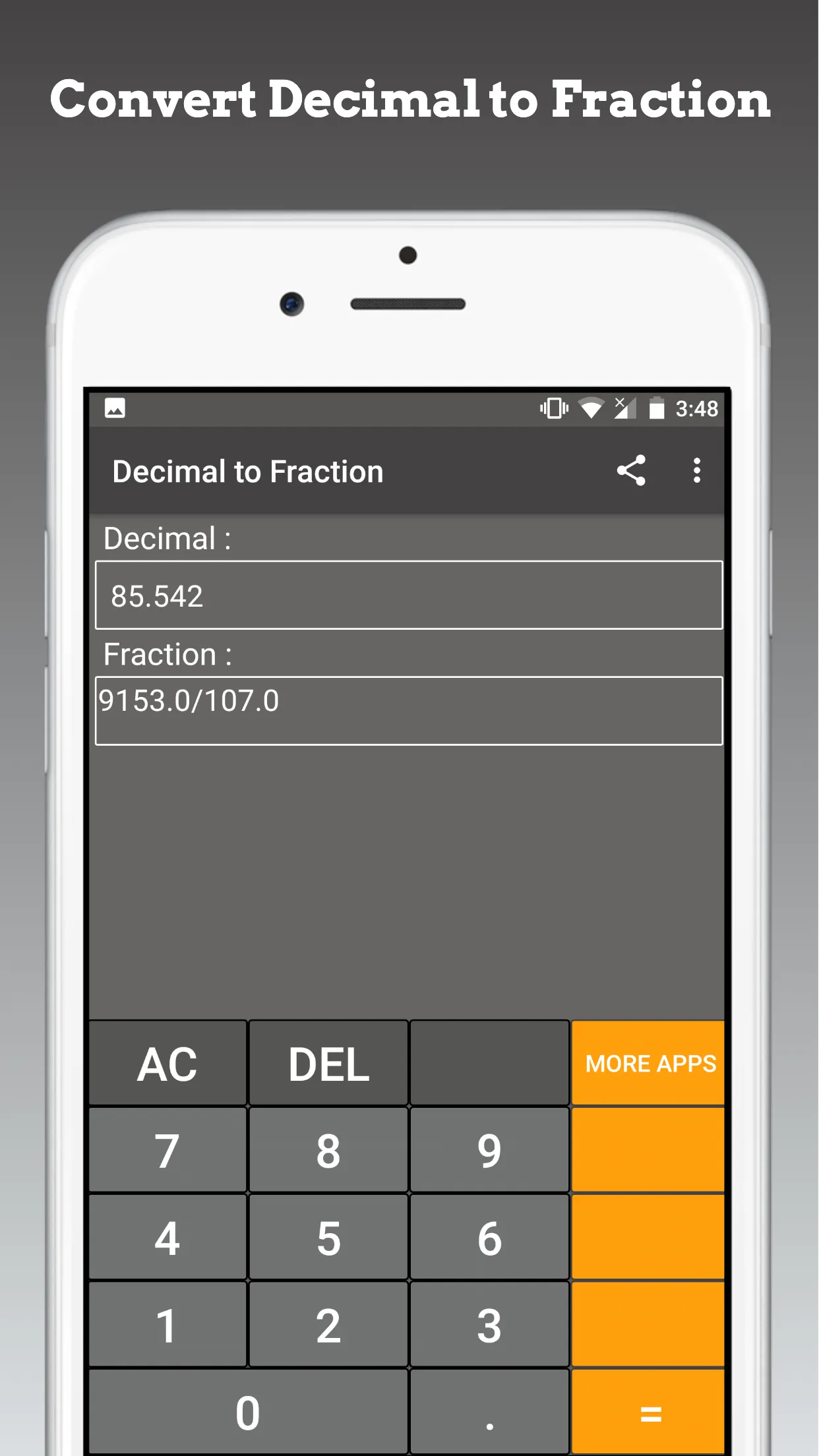 Decimal to Fraction Calculator | Indus Appstore | Screenshot