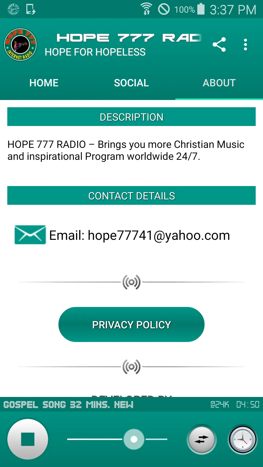 Hope 777 Radio | Indus Appstore | Screenshot