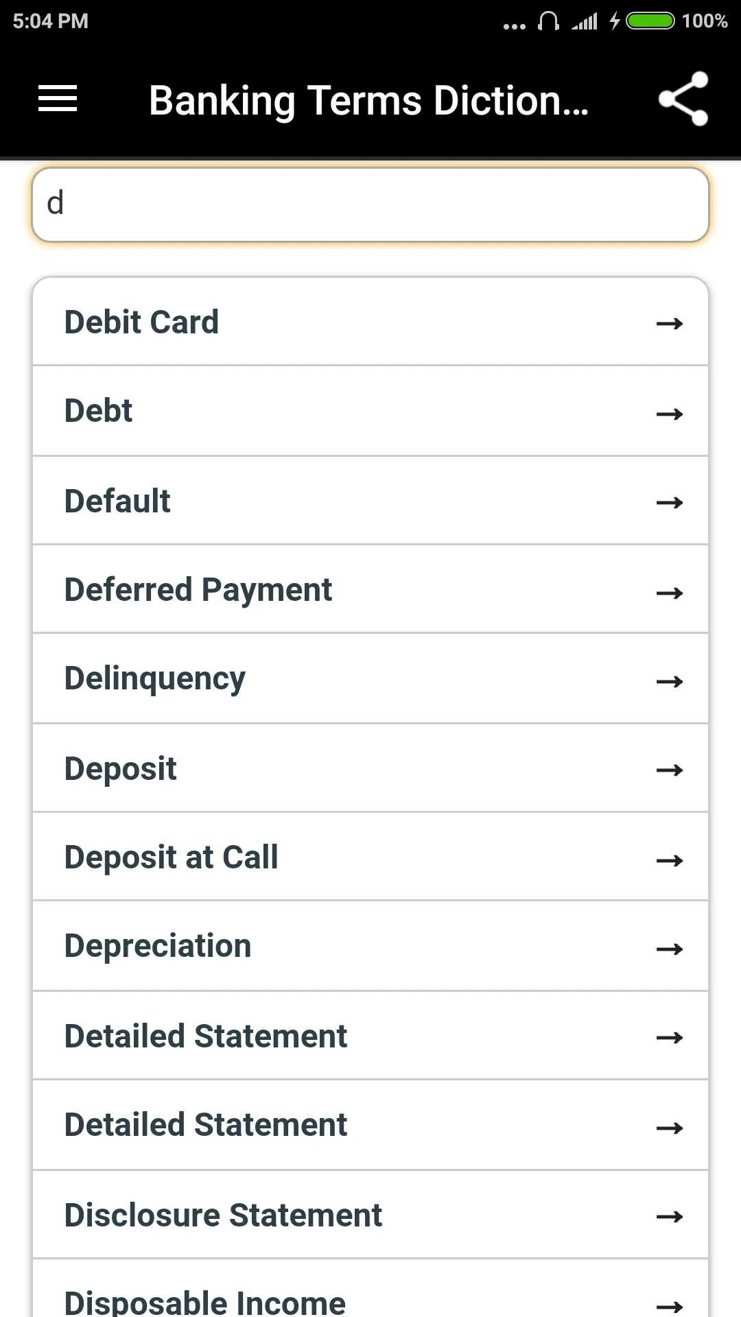 Banking Terms Dictionary | Indus Appstore | Screenshot