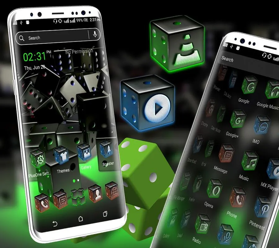 3D Dice Neon Launcher Theme | Indus Appstore | Screenshot