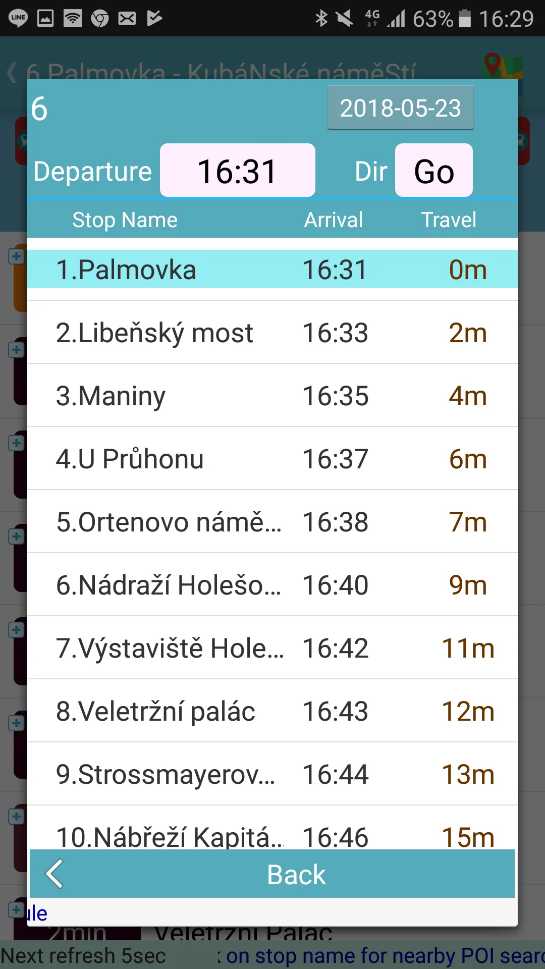 Praha bus timetable | Indus Appstore | Screenshot