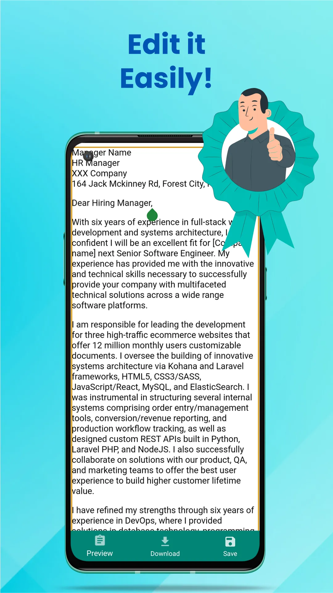 Cover Letter Maker for Resume | Indus Appstore | Screenshot