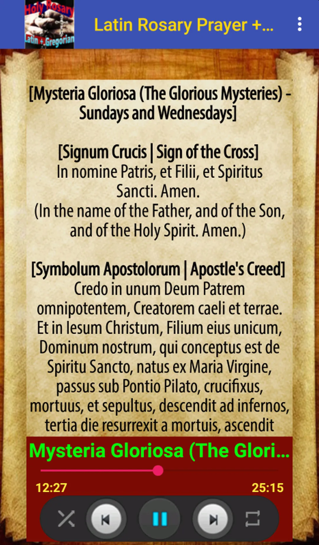 Latin Rosary + Gregorian Chant | Indus Appstore | Screenshot