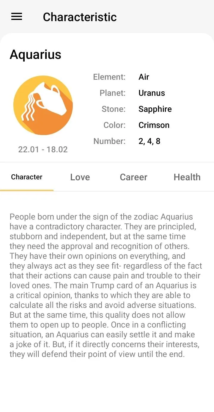 Aquarius Horoscope | Indus Appstore | Screenshot