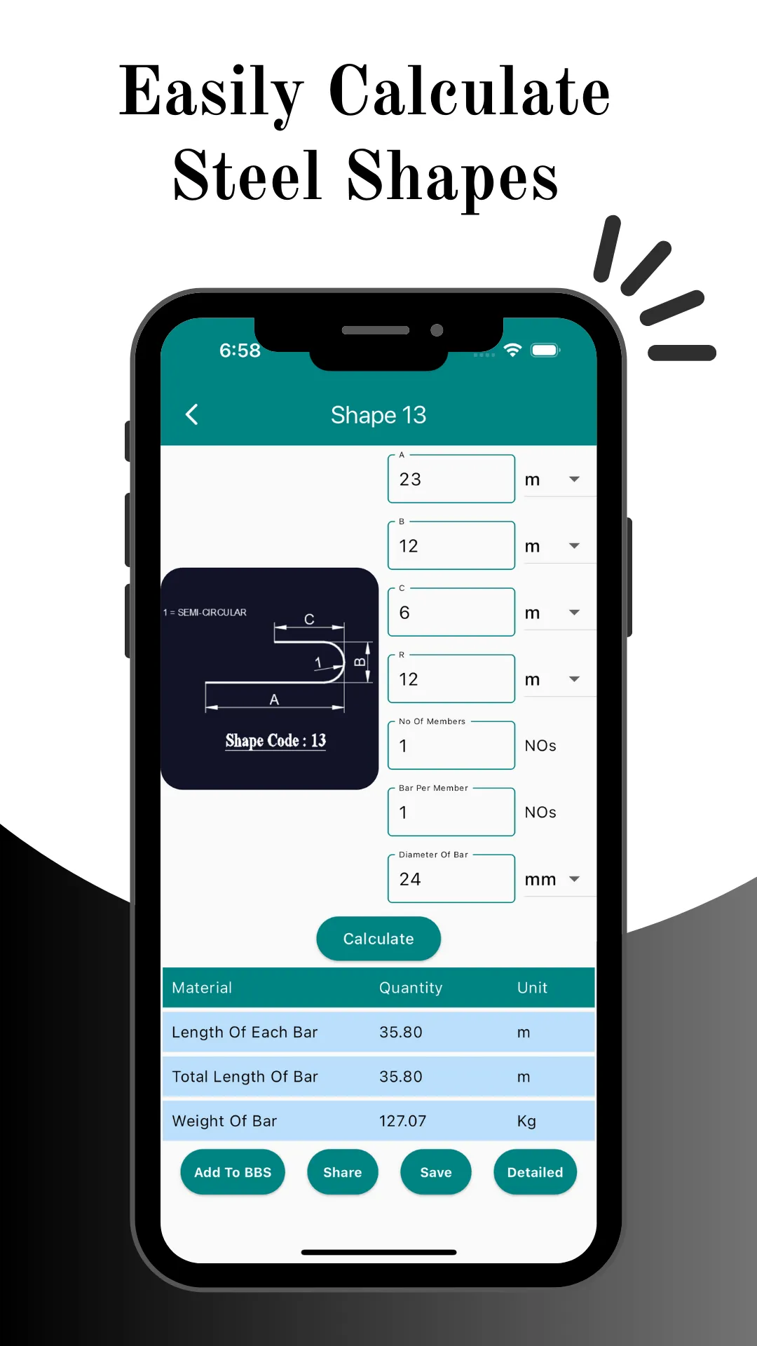 Constropedia Steel BBS Calc | Indus Appstore | Screenshot