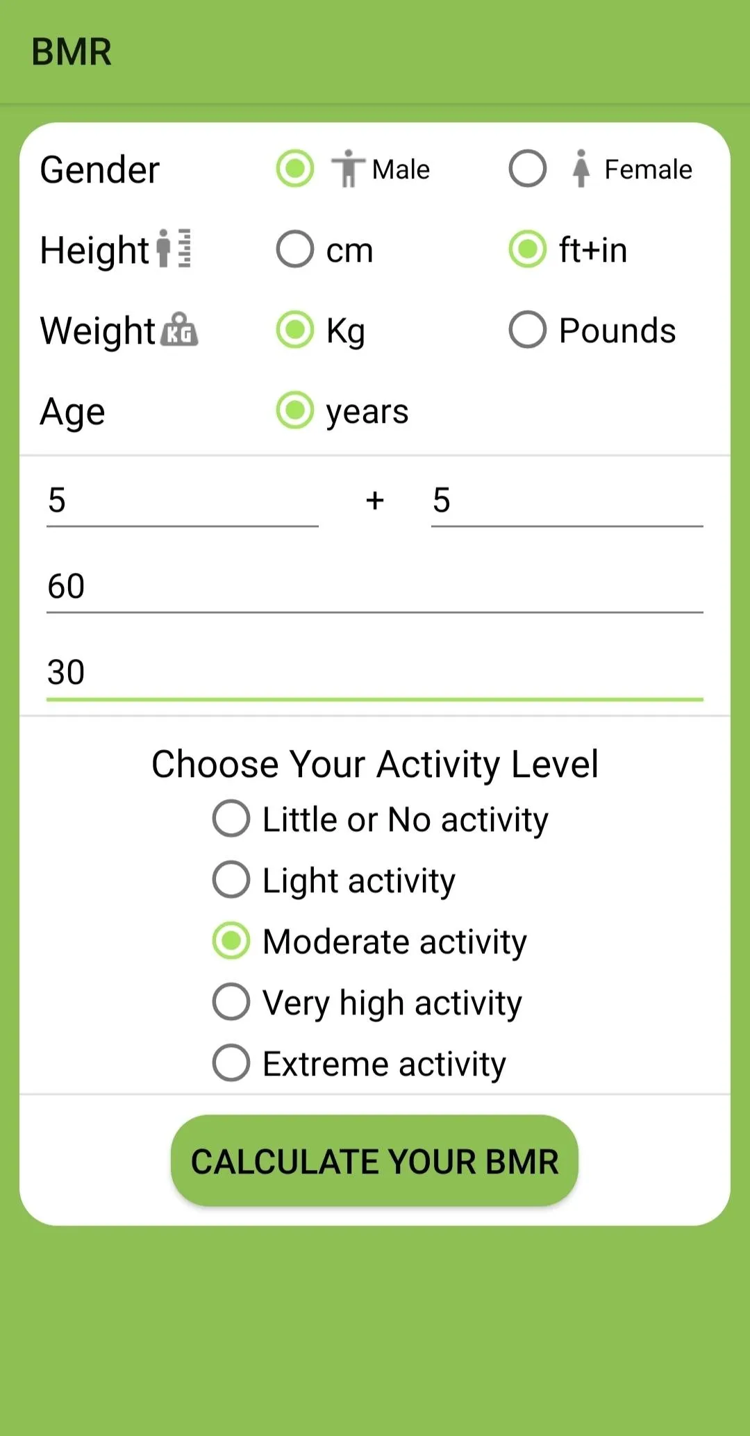 BMI, BMR & Calorie Chart | Indus Appstore | Screenshot