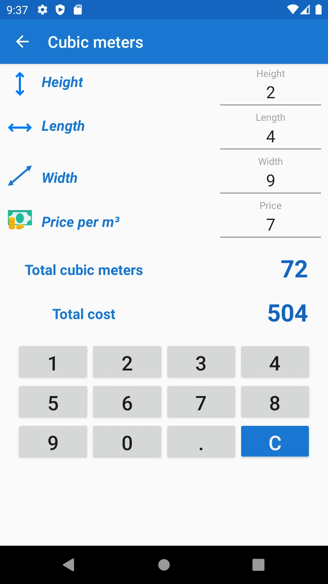 Square meters calculator | Indus Appstore | Screenshot