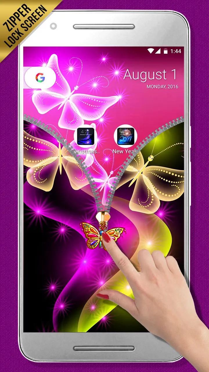 Butterfly Zipper Lock Screen | Indus Appstore | Screenshot