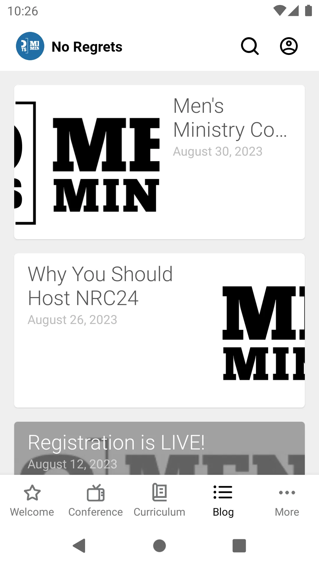 No Regrets Men's Ministries | Indus Appstore | Screenshot