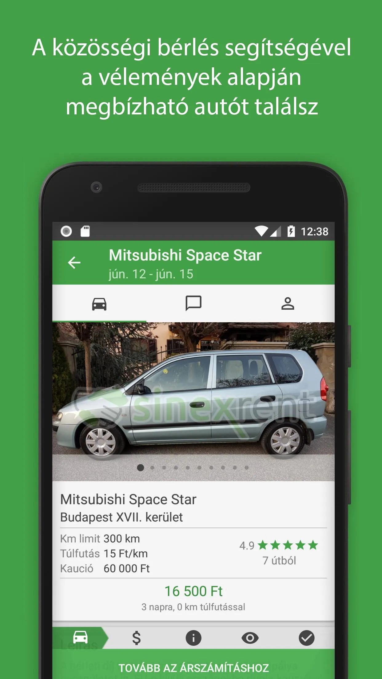 Autóbérlés - SinexRent | Indus Appstore | Screenshot