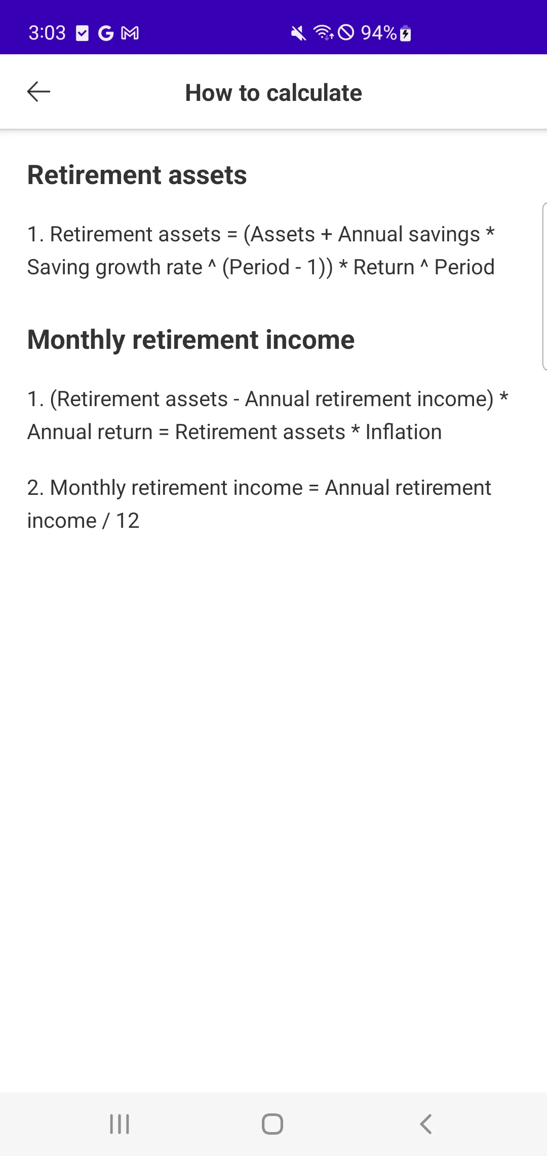 Retirement Calculator | Indus Appstore | Screenshot