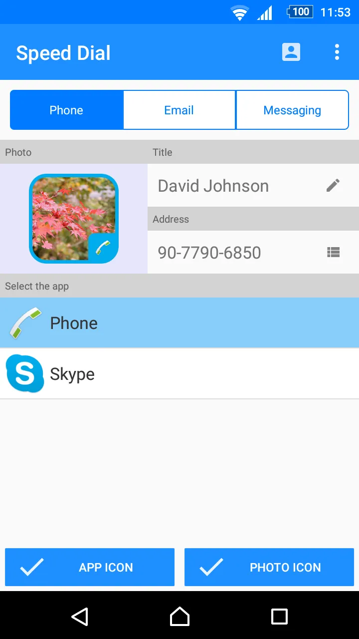 Speed dial for Phone/Mail/SMS | Indus Appstore | Screenshot