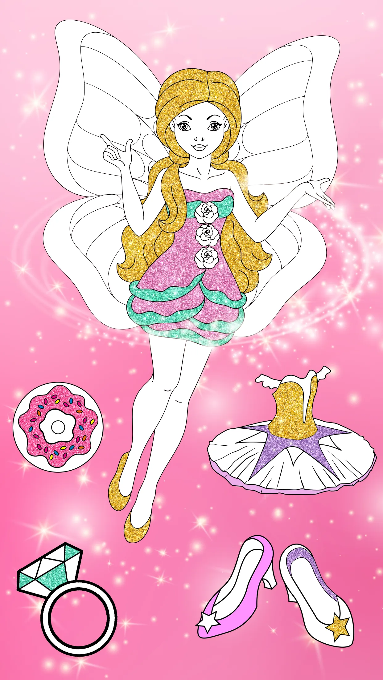 Glitter Coloring Book: Dresses | Indus Appstore | Screenshot