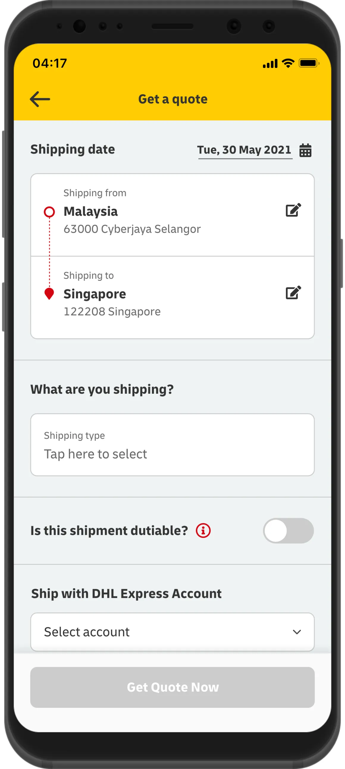 DHL Express Mobile | Indus Appstore | Screenshot