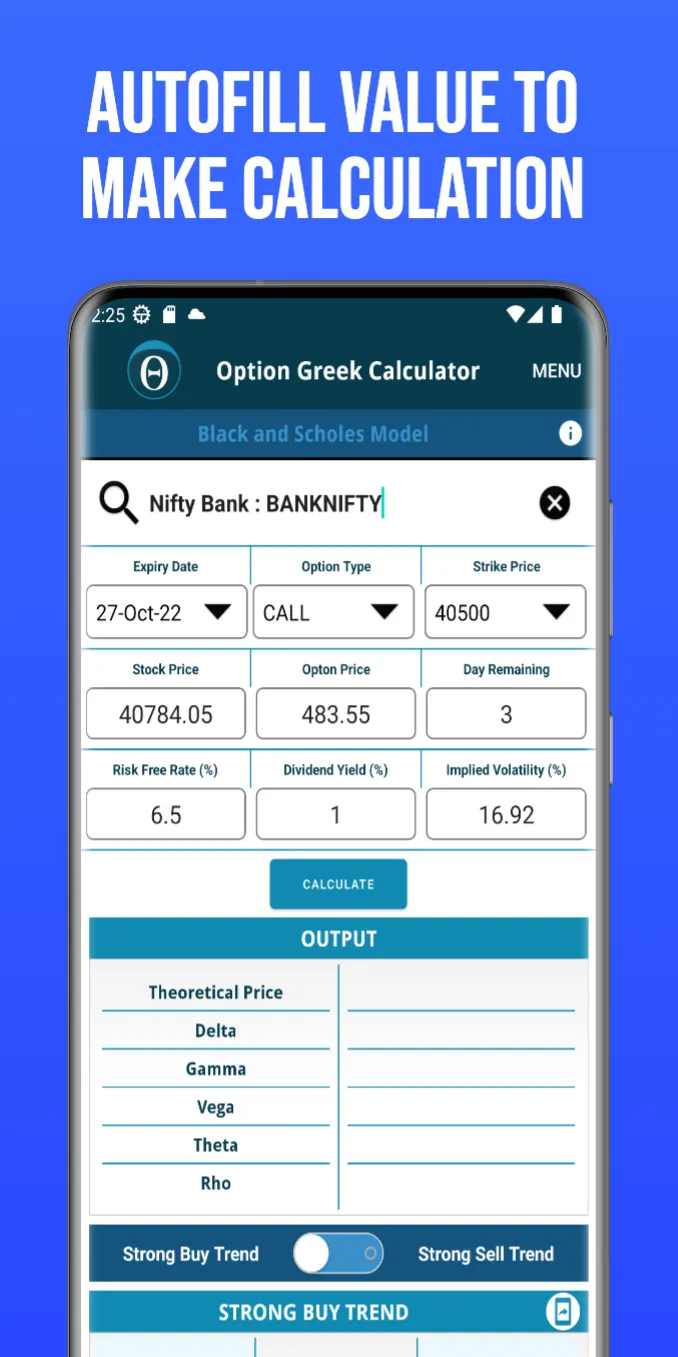 NSE Options Greek Calculator | Indus Appstore | Screenshot