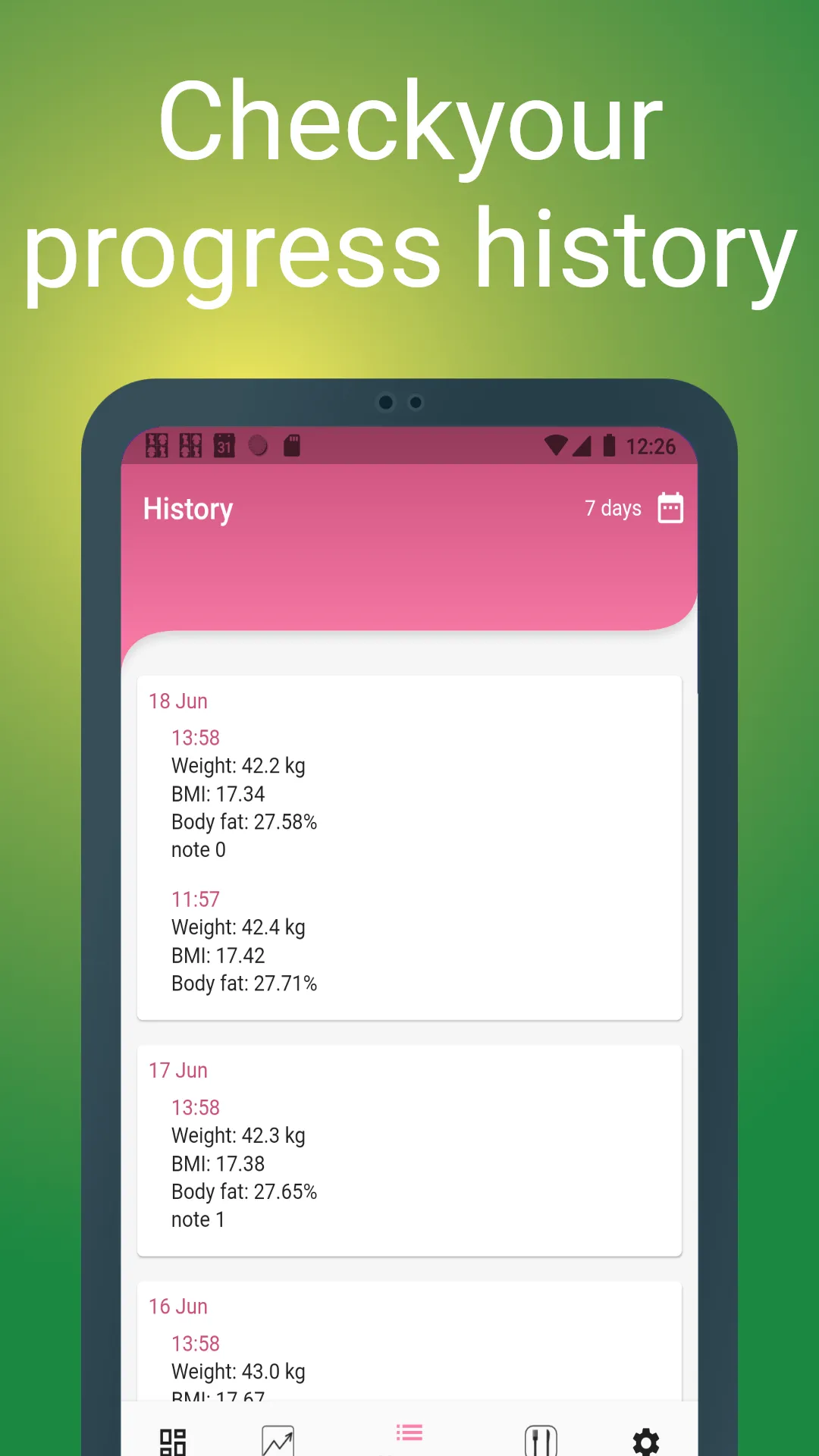 Your BMI, Weight loss tracker | Indus Appstore | Screenshot