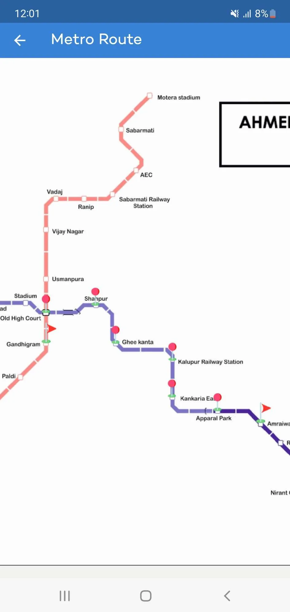 Ahmedabad Metro Route Fare Map | Indus Appstore | Screenshot