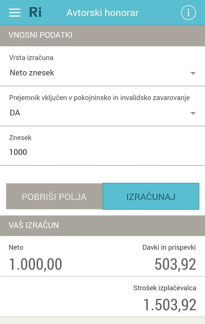 Računovodski izračuni | Indus Appstore | Screenshot