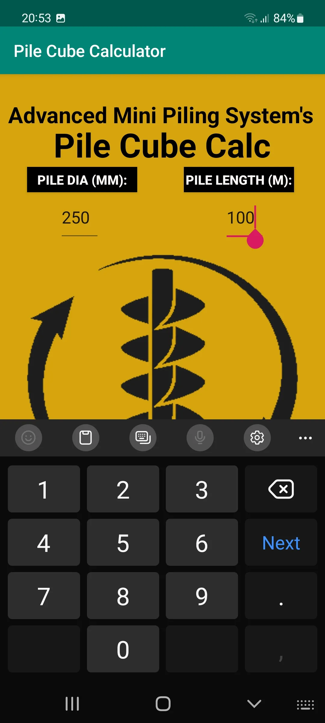 Pile Concrete Calculator | Indus Appstore | Screenshot