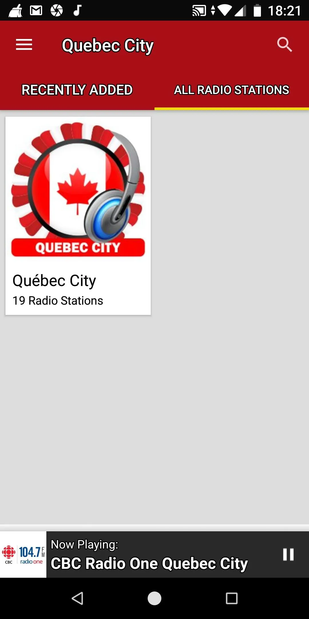 Quebec City Radio Stations | Indus Appstore | Screenshot