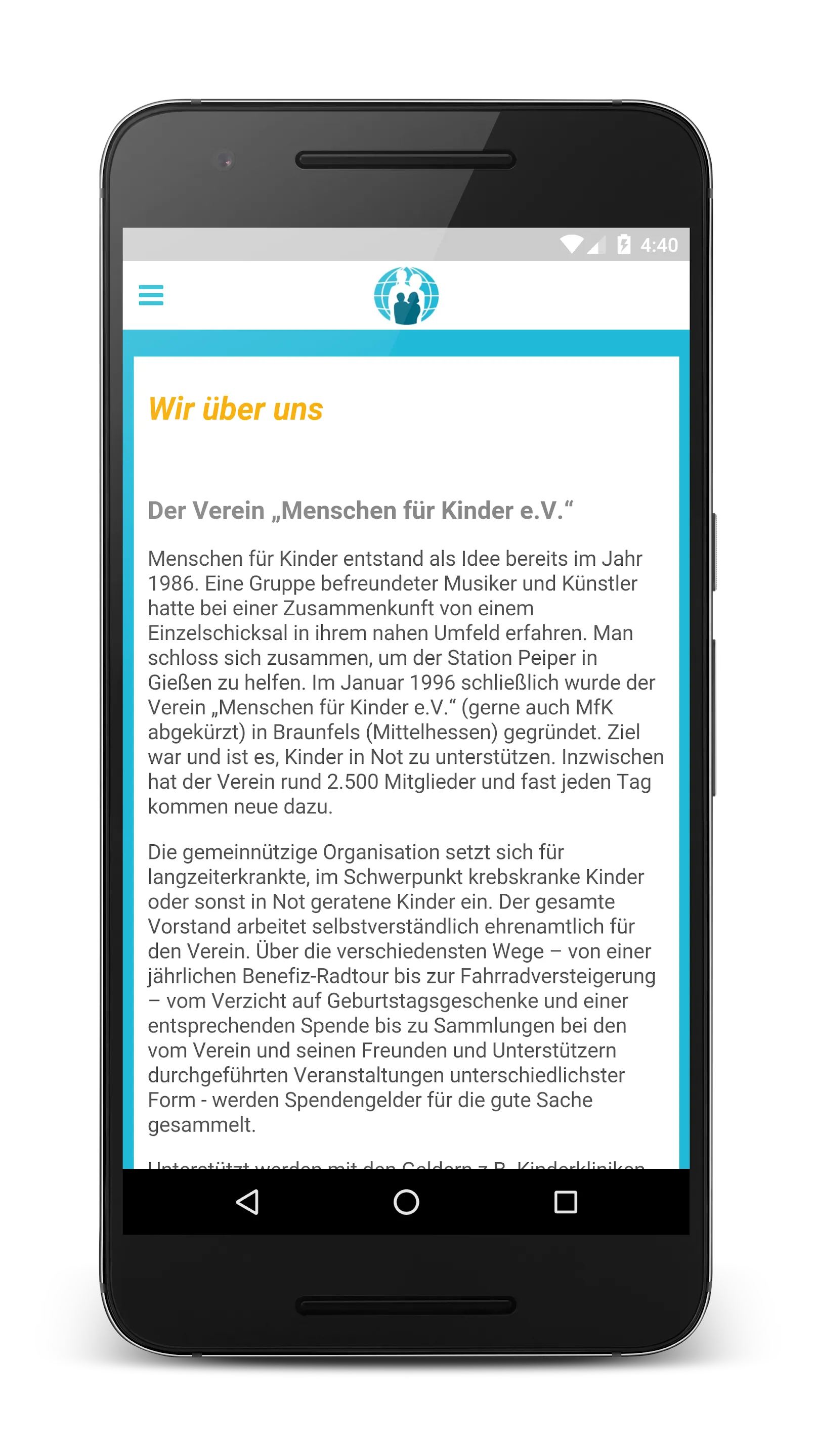 Menschen für Kinder e.V. | Indus Appstore | Screenshot