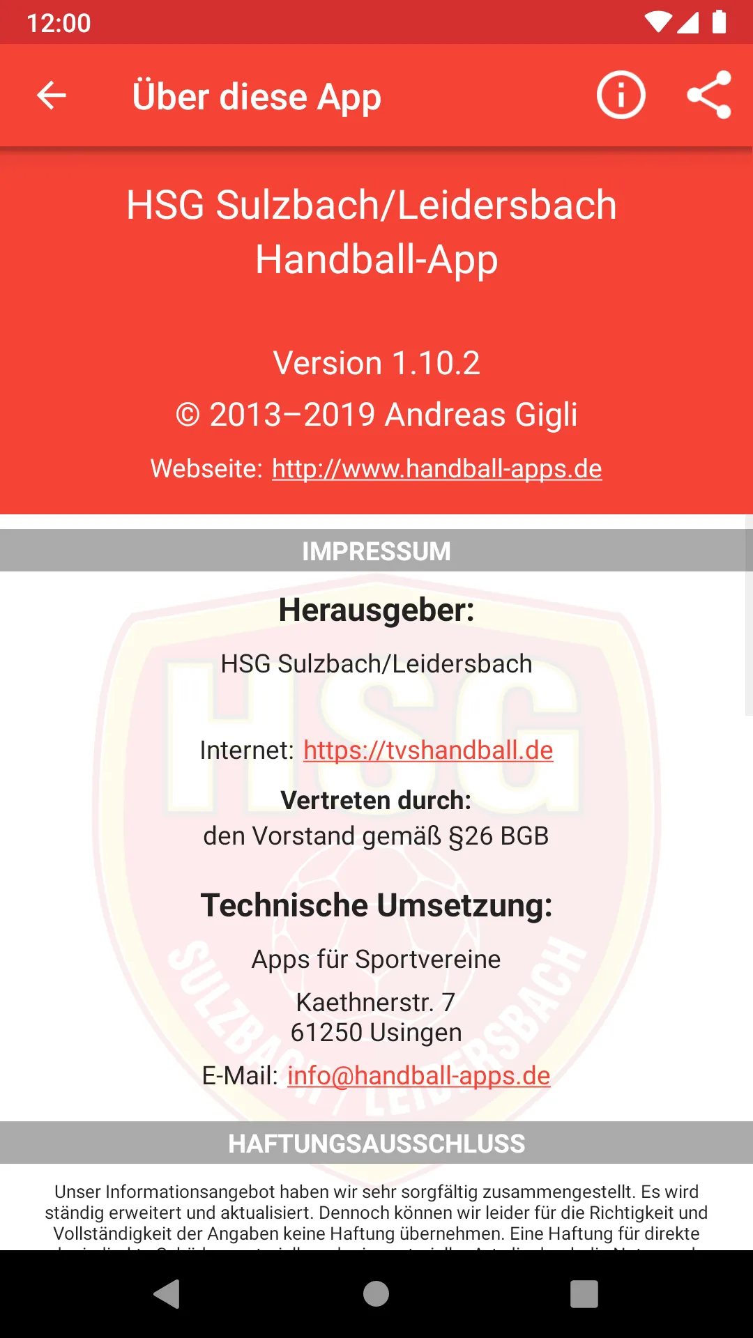 HSG Sulzbach/Leidersbach | Indus Appstore | Screenshot