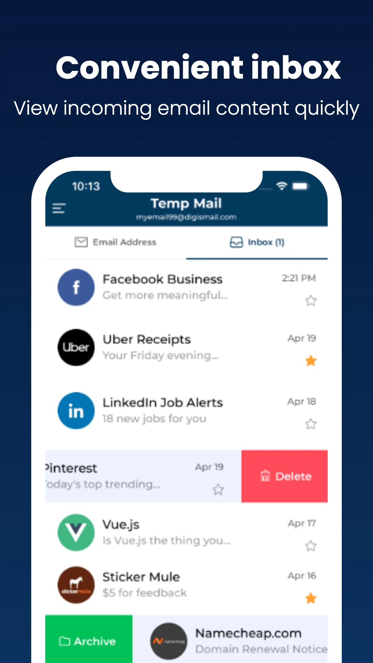 Virtual Mail - temp multi mail | Indus Appstore | Screenshot