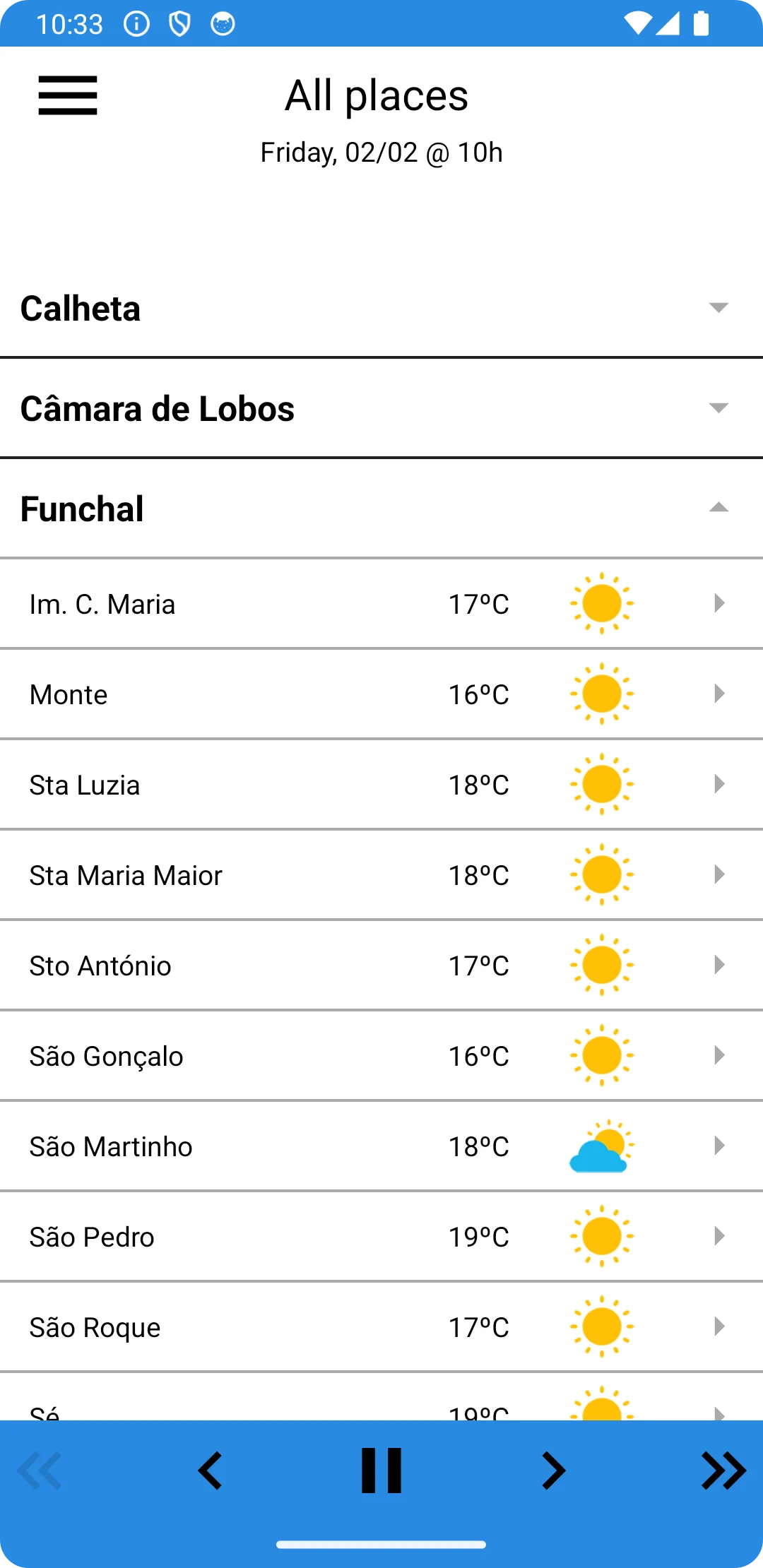 MadeiraWeather | Indus Appstore | Screenshot