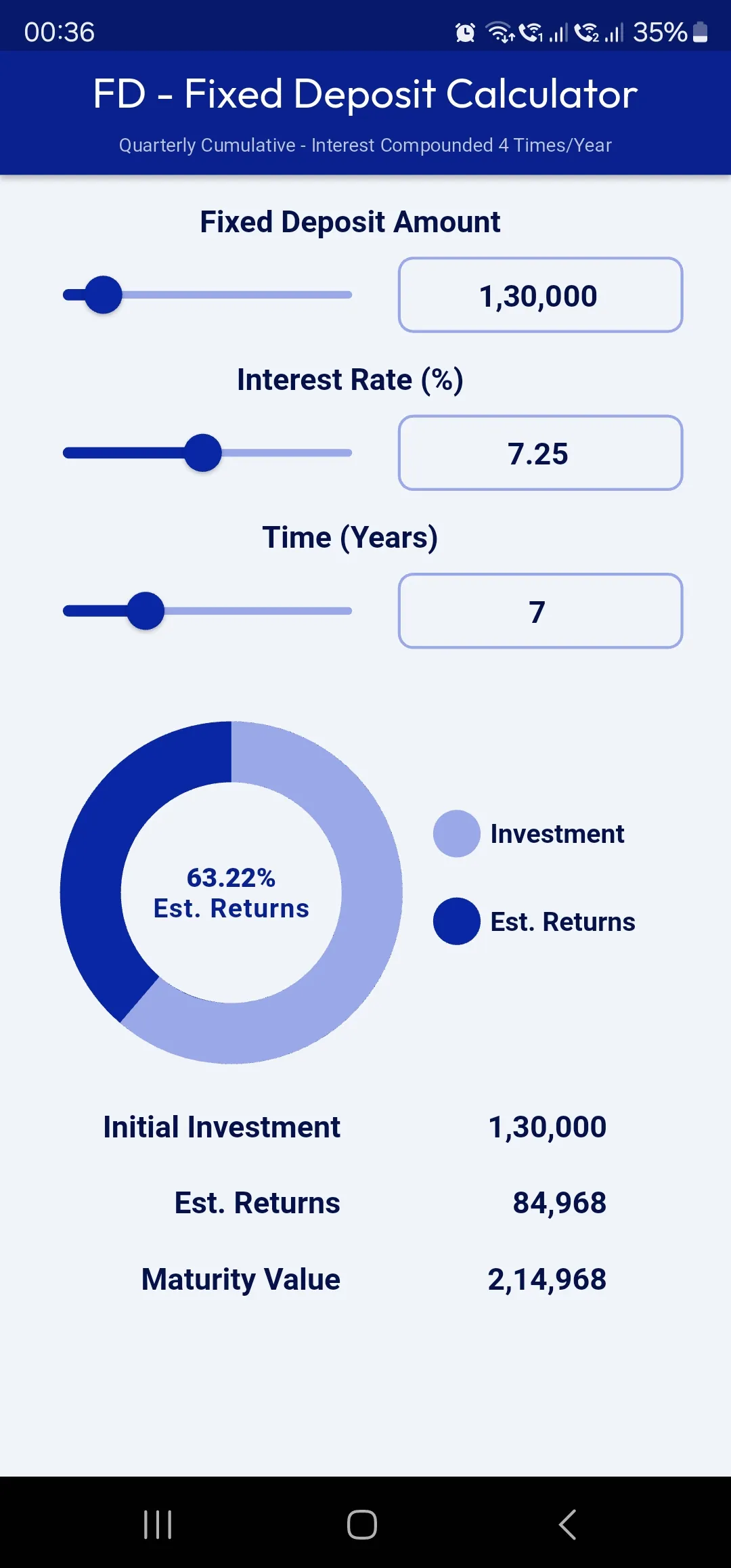FD - Fixed Deposit Calculator | Indus Appstore | Screenshot