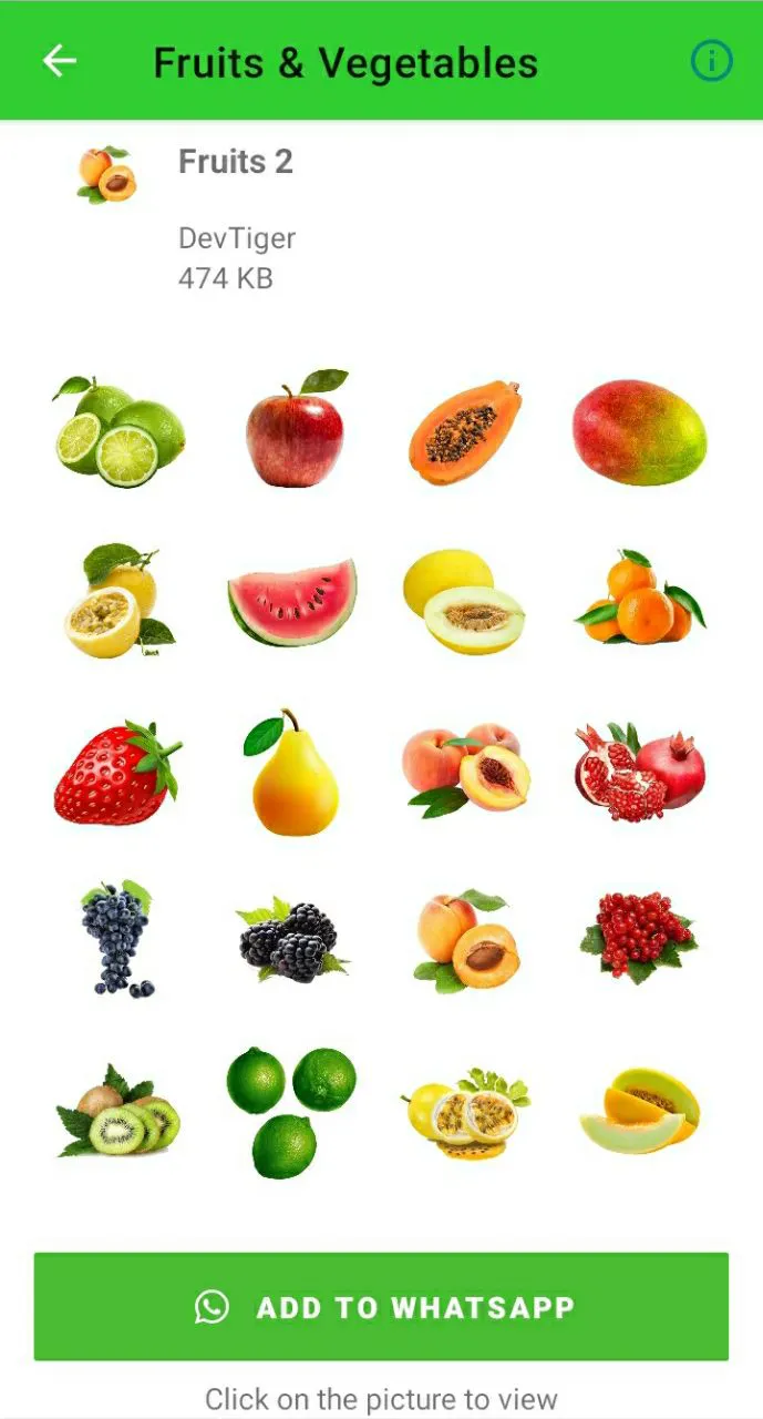 Fruits And Vegetables Stickers | Indus Appstore | Screenshot