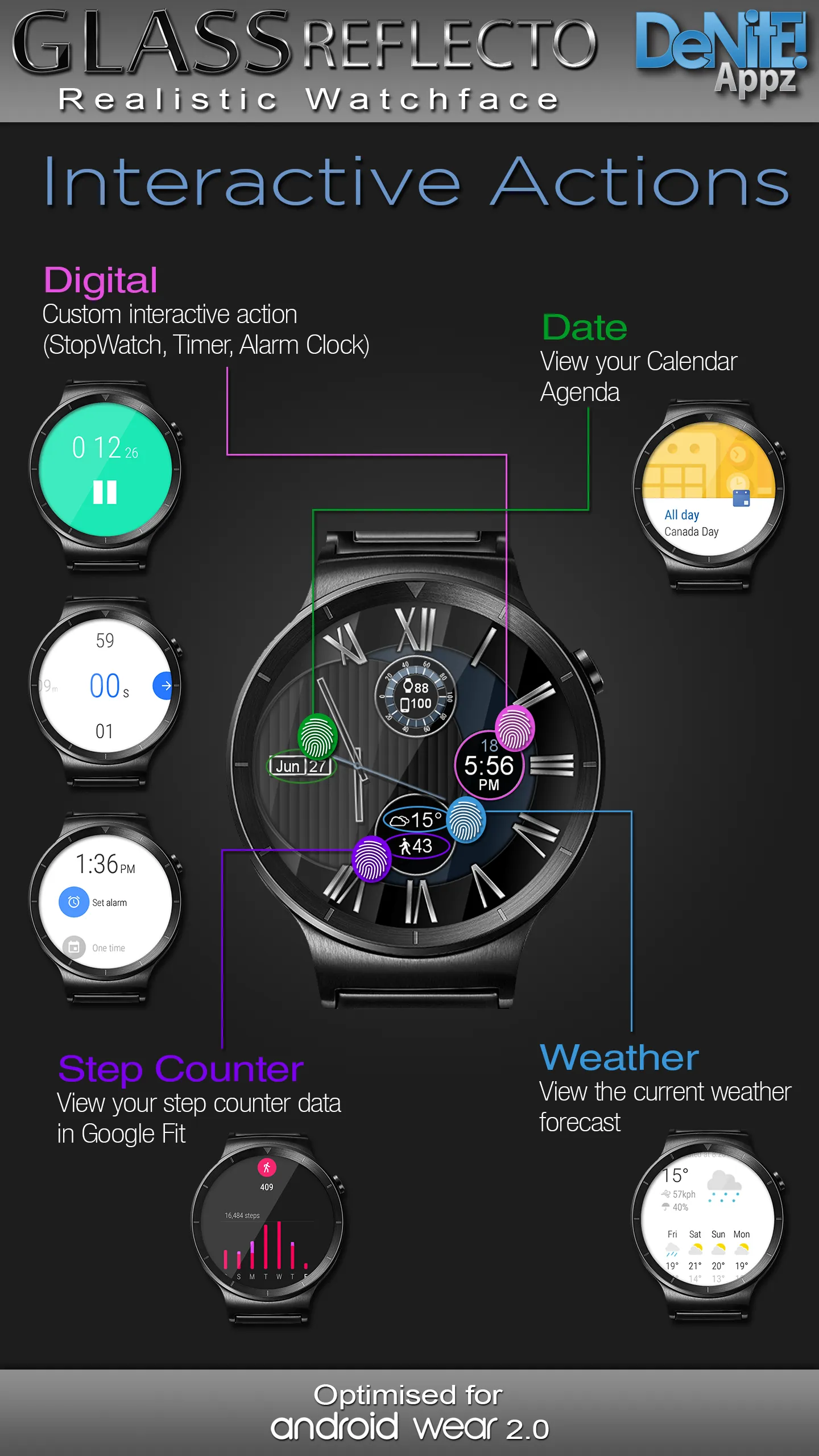 Glass Reflecto HD Watch Face | Indus Appstore | Screenshot