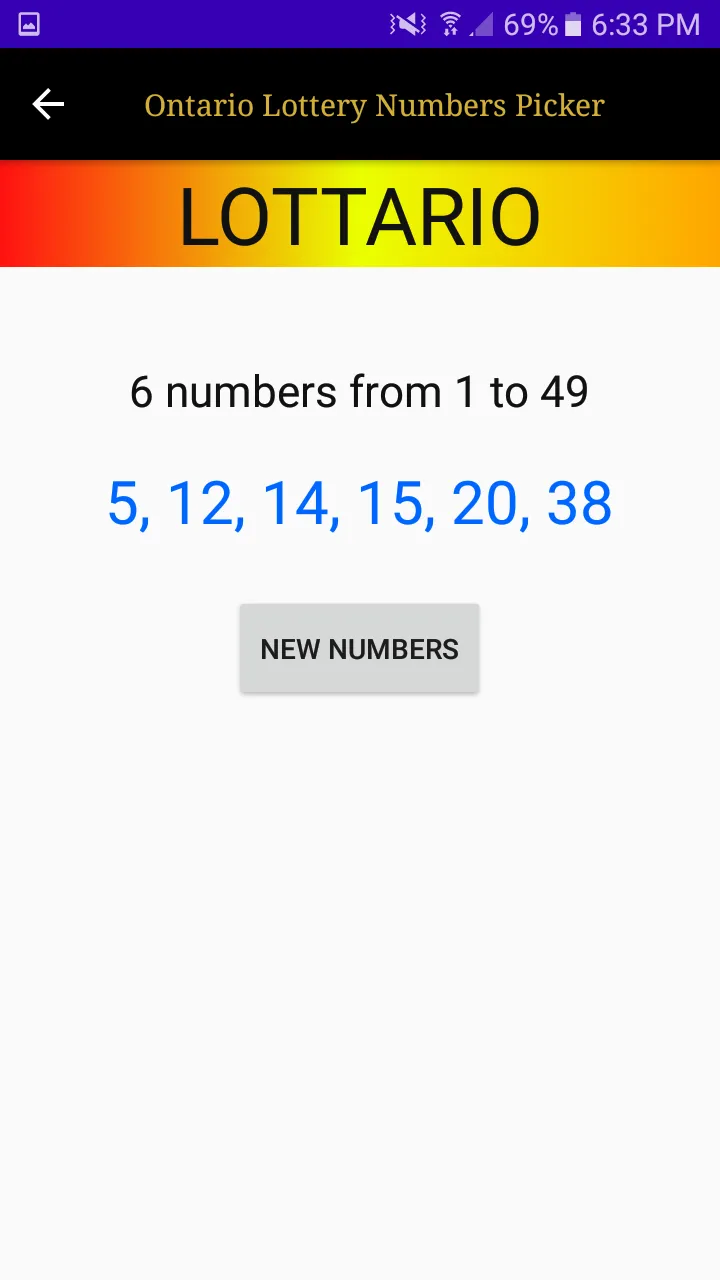 Ontario Lottery Numbers Picker | Indus Appstore | Screenshot