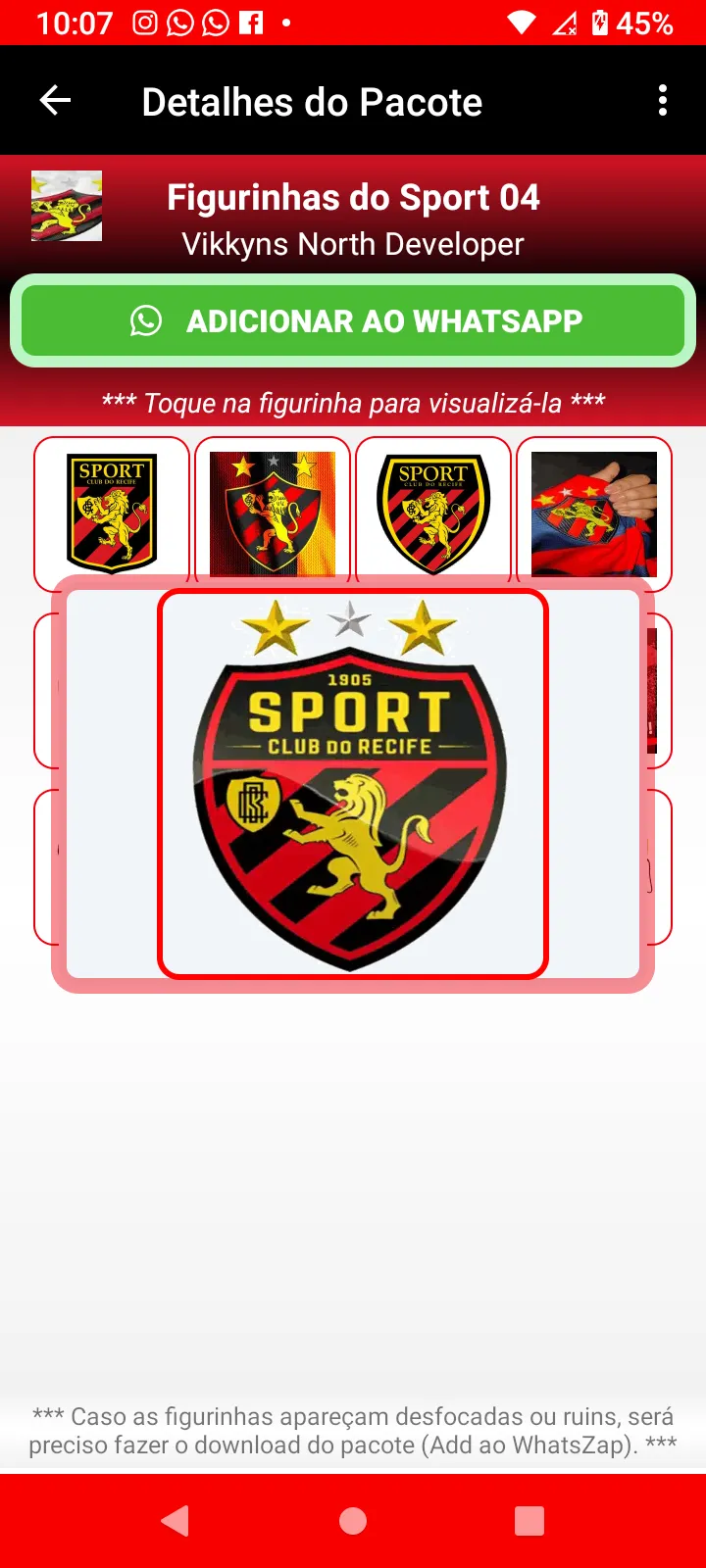 Figurinhas do Sport RE | Indus Appstore | Screenshot