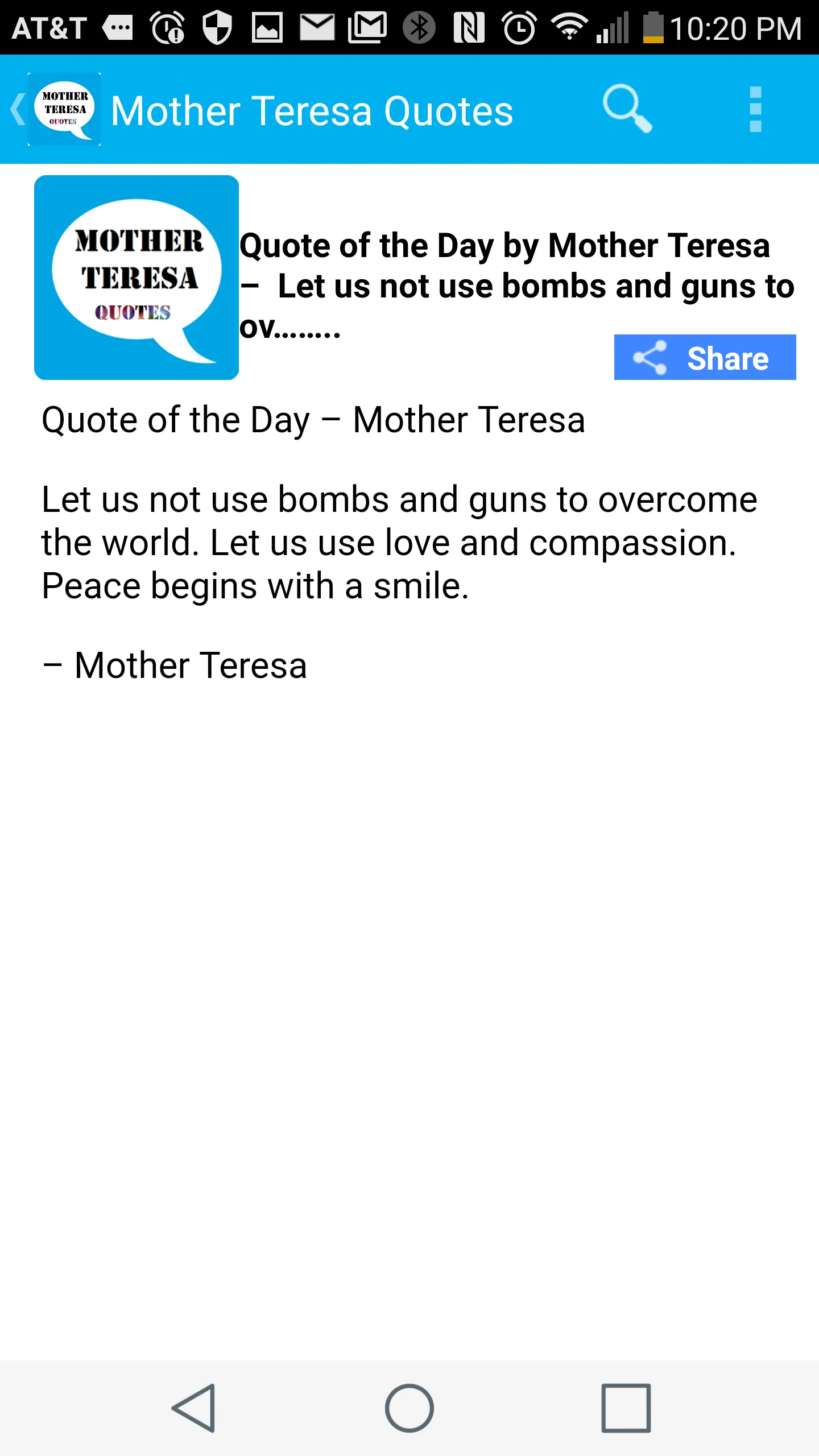 Mother Teresa Quote of the Day | Indus Appstore | Screenshot