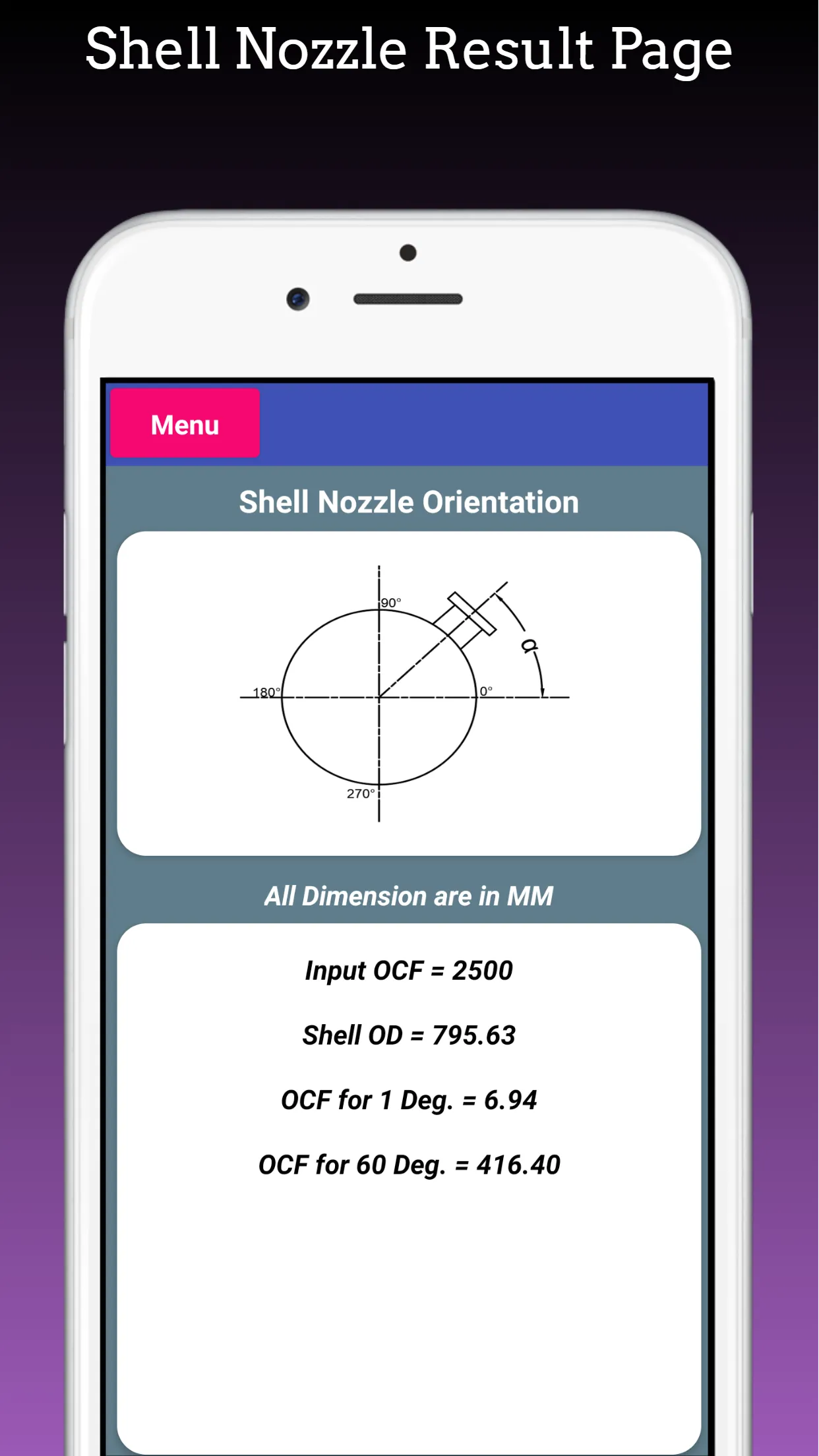 Nozzle Orientation Calculator | Indus Appstore | Screenshot