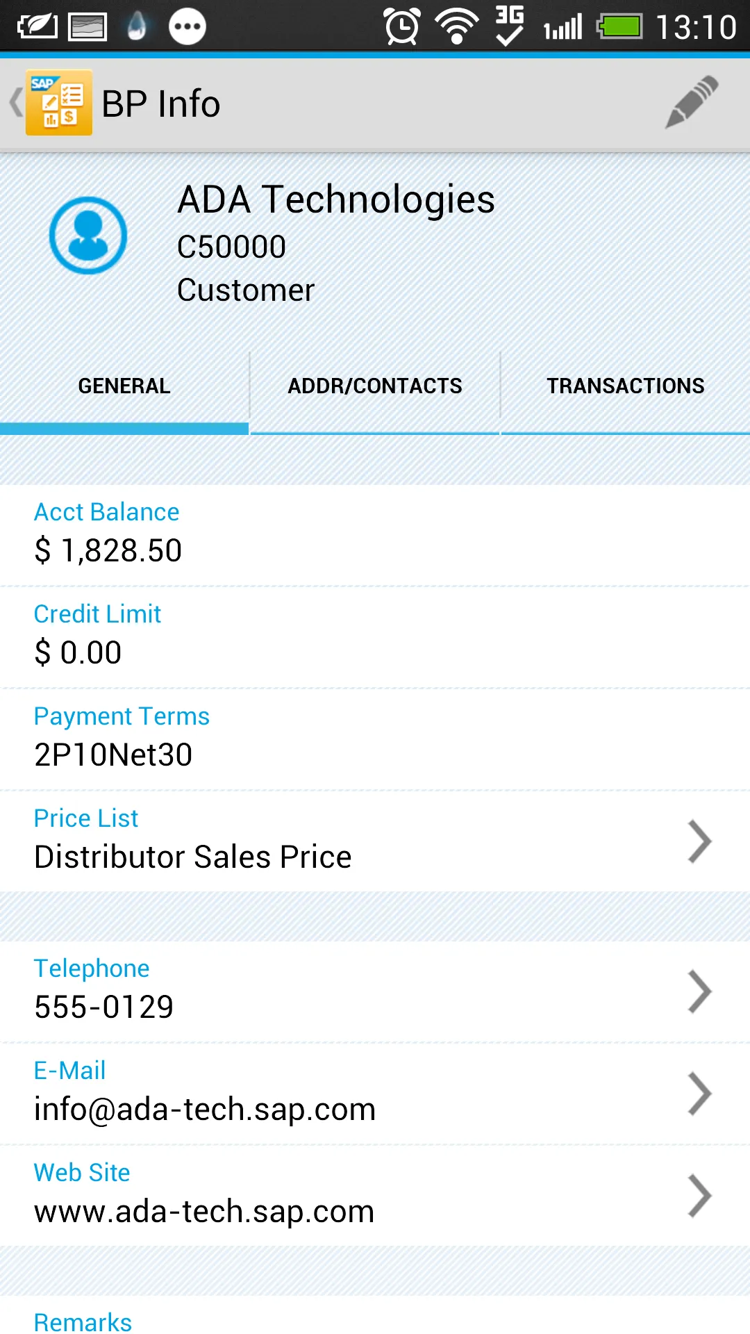 SAP Business One | Indus Appstore | Screenshot