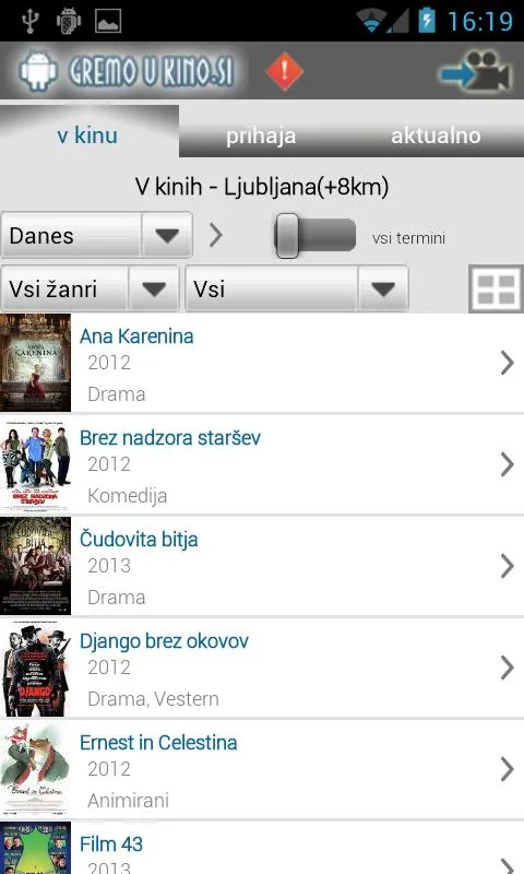 Kino sporedi - Slovenija | Indus Appstore | Screenshot